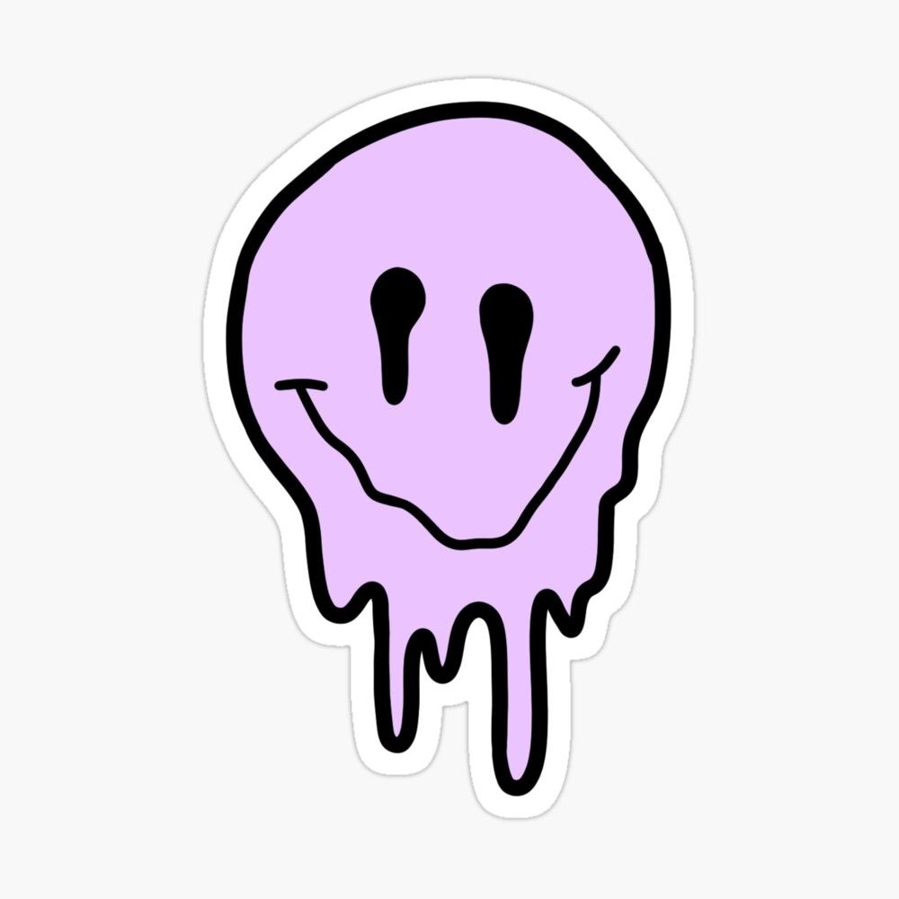 1000x1000 pastel purple drippy smiley face Sticker by zarapatel. Preppy stickers, Face stickers, Print stickers, Phone