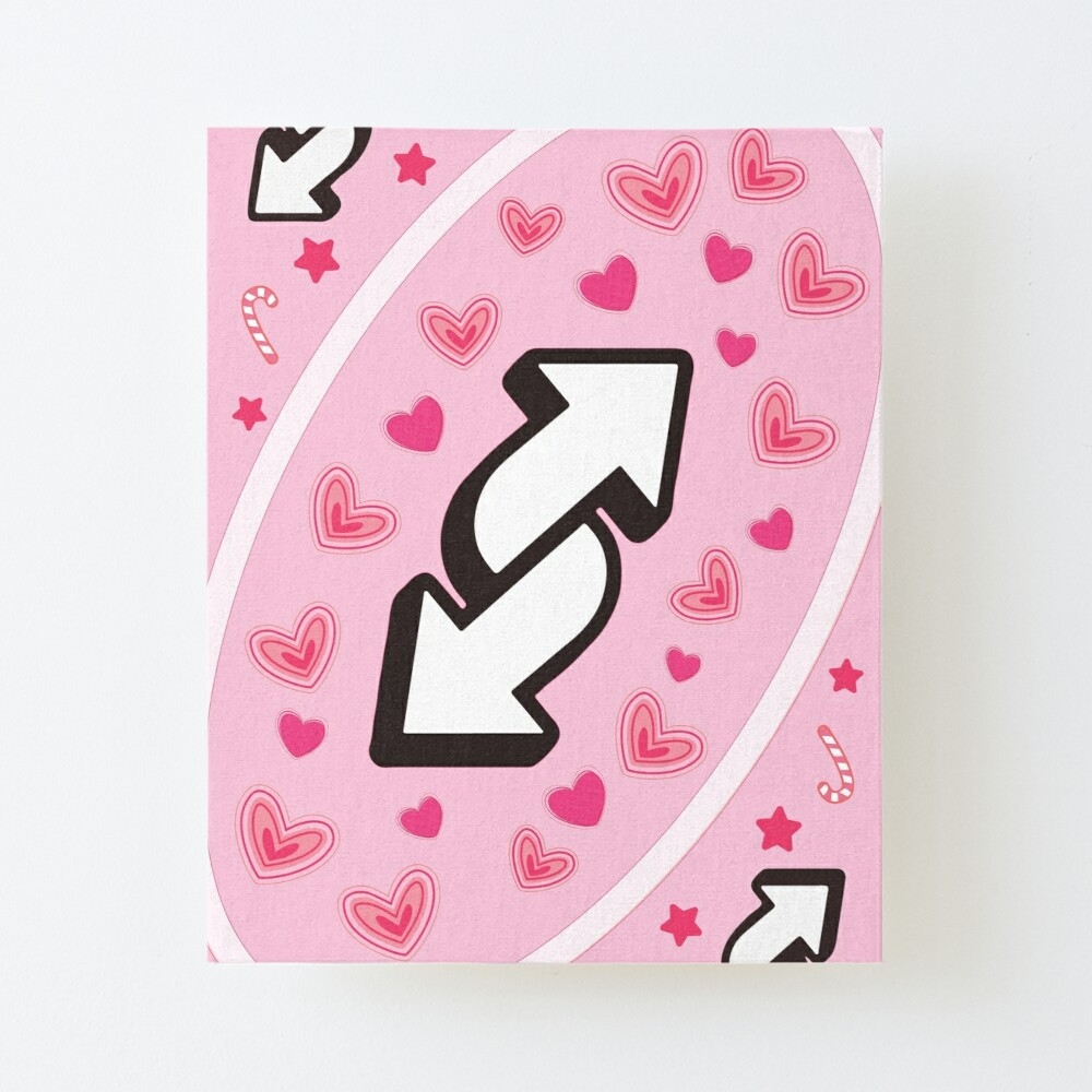 1000x1000 Uno Reverse Card Pink Unicorn Heart Art Board Print, Phone