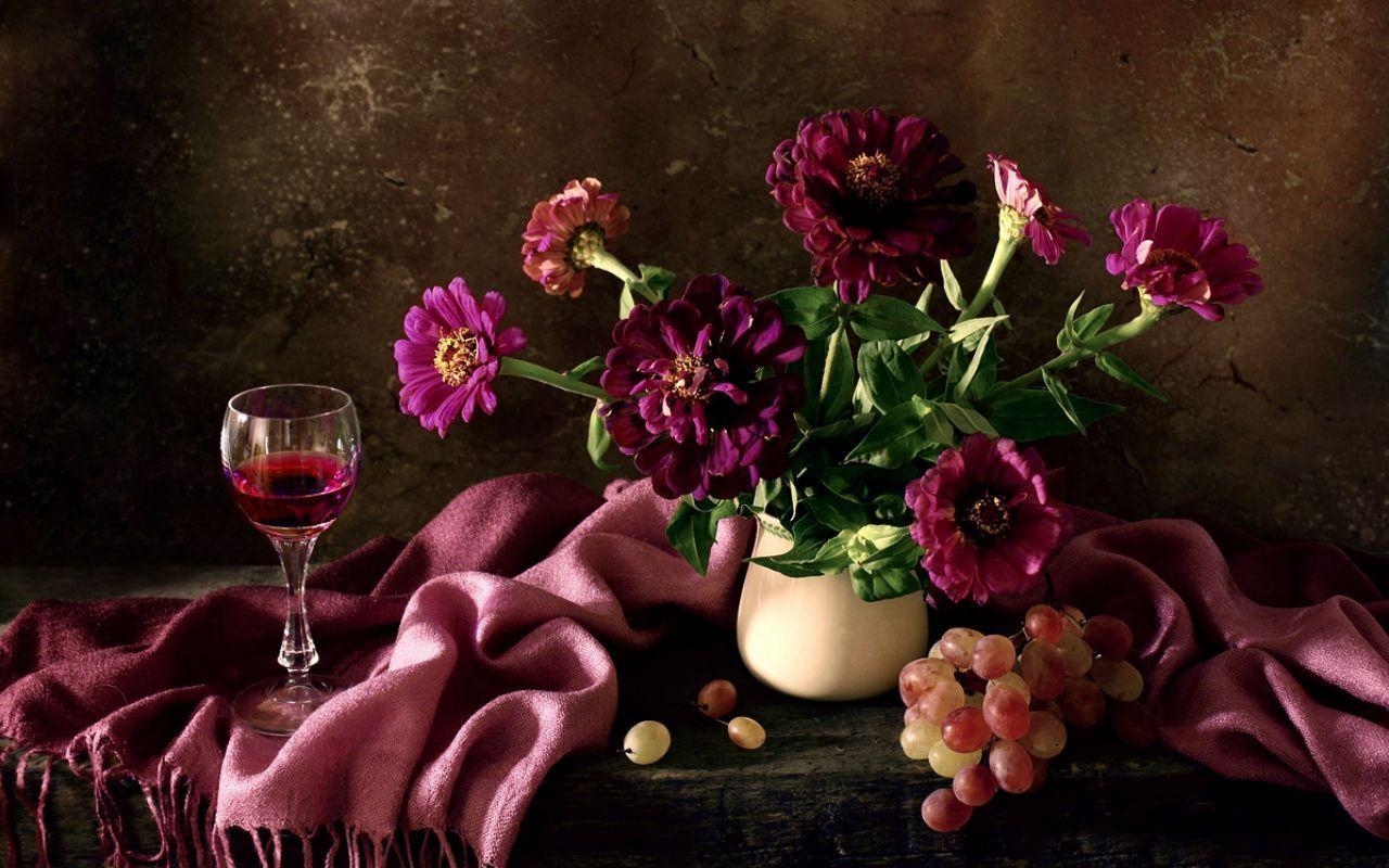 1280x800 Flowers And Wine Still Life Photography Wallpaper Background, Desktop