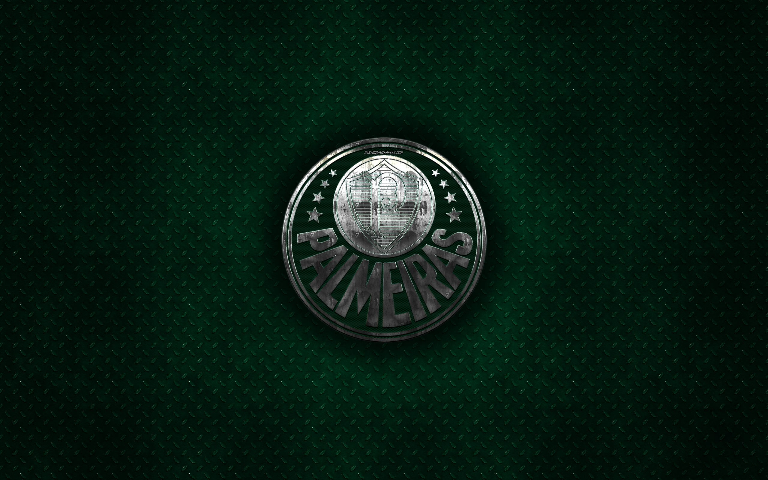 2560x1600 Download wallpaper Sociedade Esportiva Palmeiras, 4k, creative art, steel emblem, grunge style, metal logo, Brazilian football club, Serie A, emblem, green metal background, Sao Paulo, Brazil, football, Palmeiras for desktop with resolution, Desktop