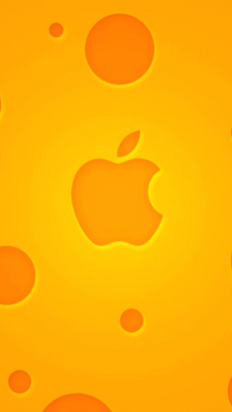 770x1370 Apple Logo Minimal Yellow iPhone Ultra HD 4K Wallpaper Download, Phone