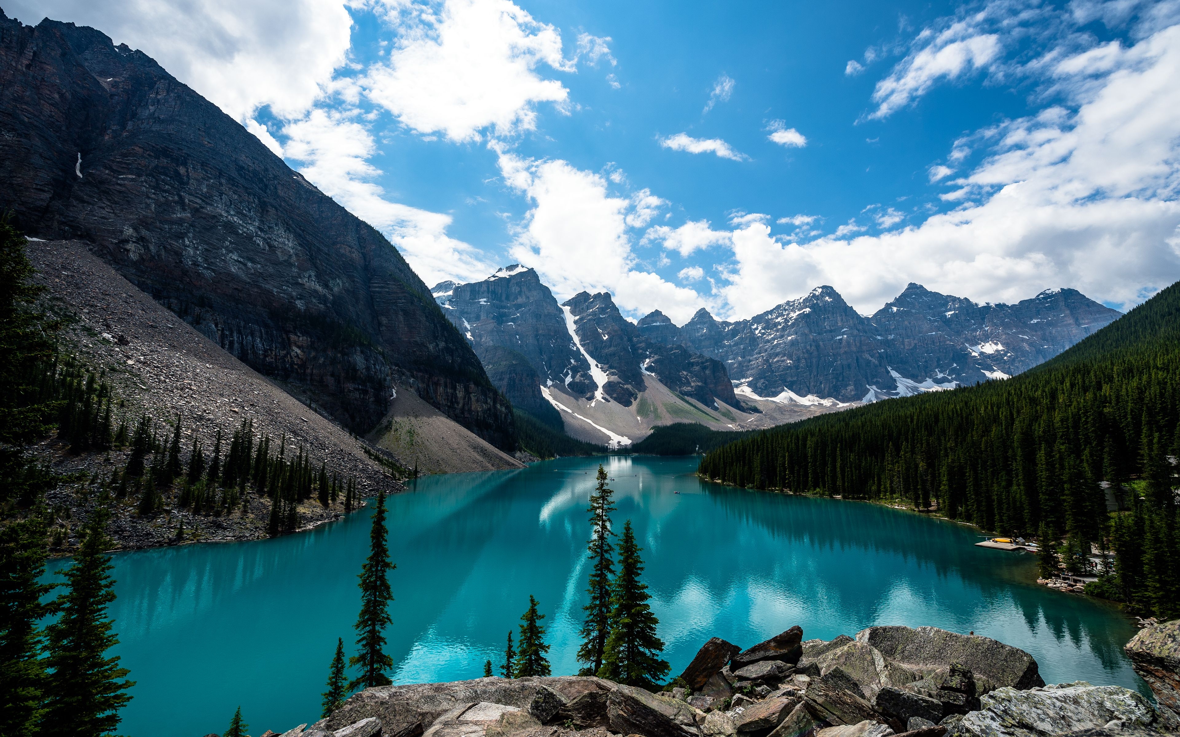 3840x2400 Wallpaper Moraine Lake, Lake Louise, Banff National Park, Canada, Desktop