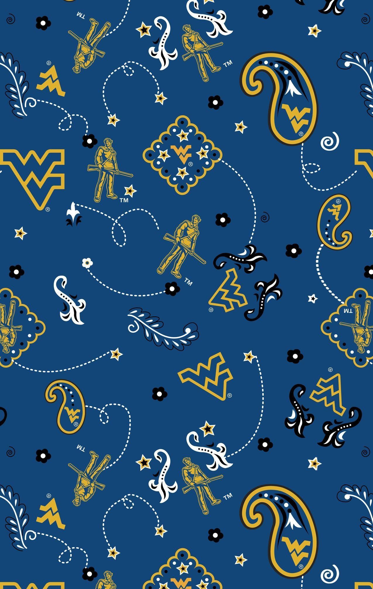 1280x2020 West Virginia University Mountaineers Cotton Fabric -Bandana. I, Phone