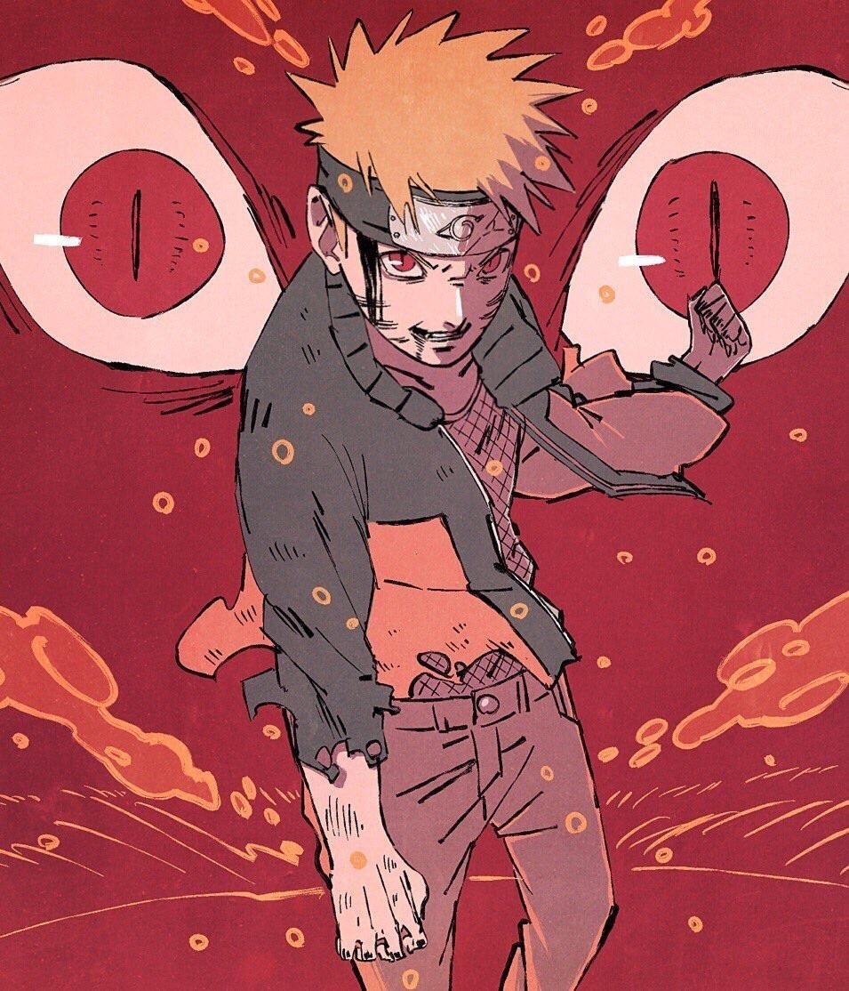 960x1120 Naruto. early Kurama mode, Phone