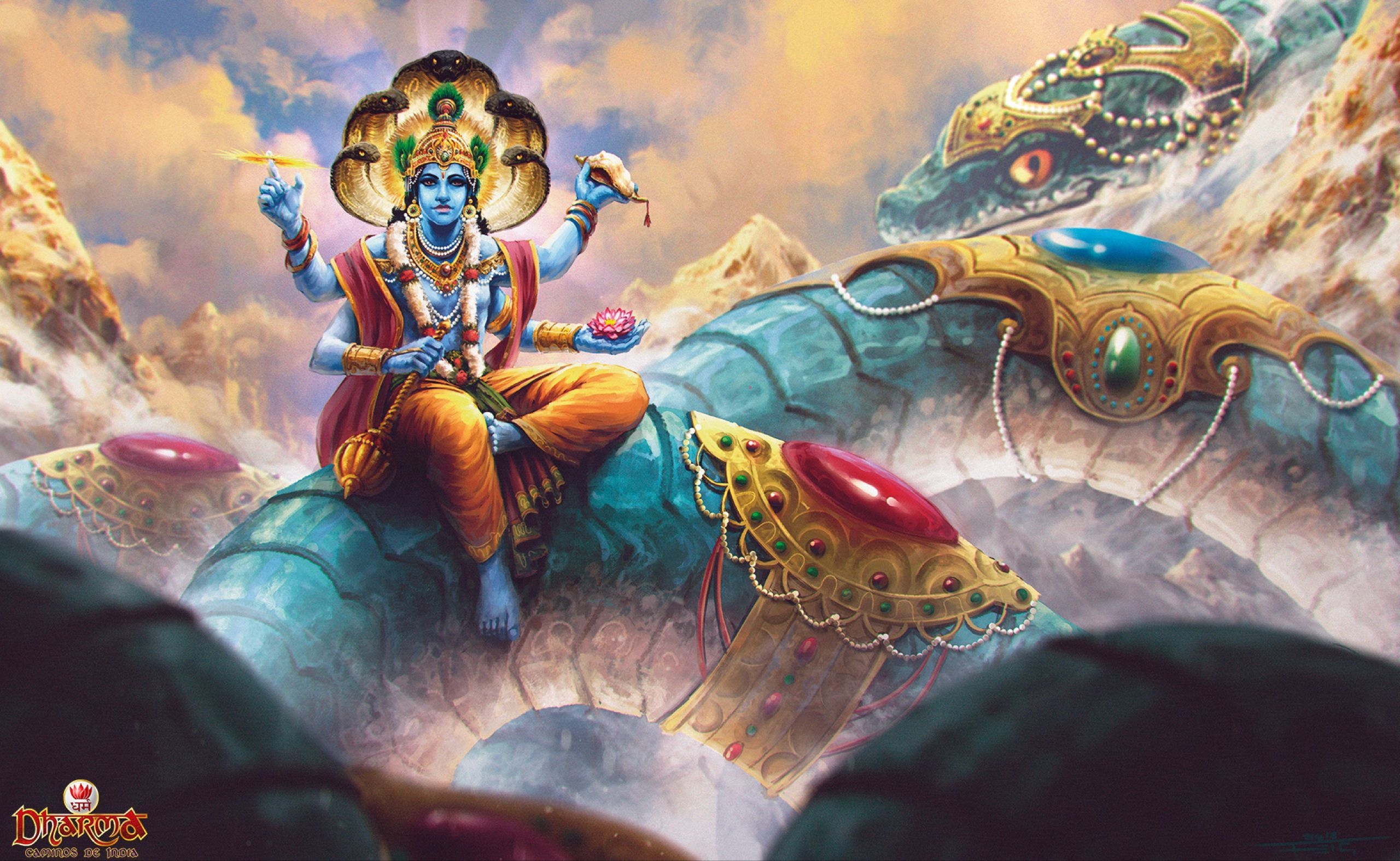 2560x1580 Vishnu By Feig Art. Hindu Art, Lord Vishnu Wallpaper, Radha Krishna Art, Desktop