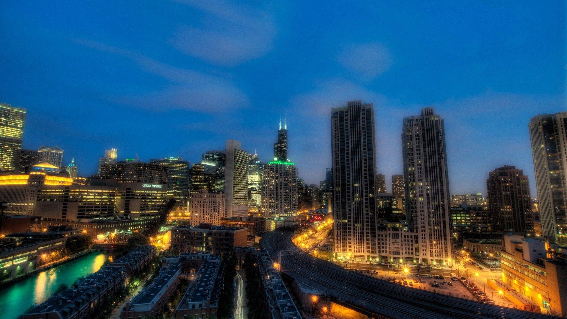 1920x1080 Night Chicago Illinois City Wallpaper, Desktop