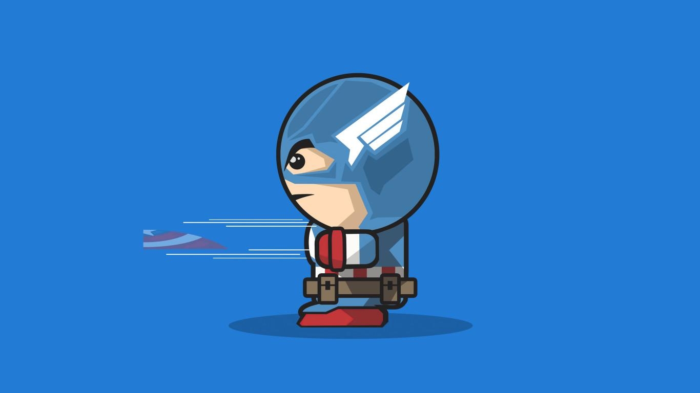 1370x770 Captain America Cartoon Minimal Art 4k, Desktop