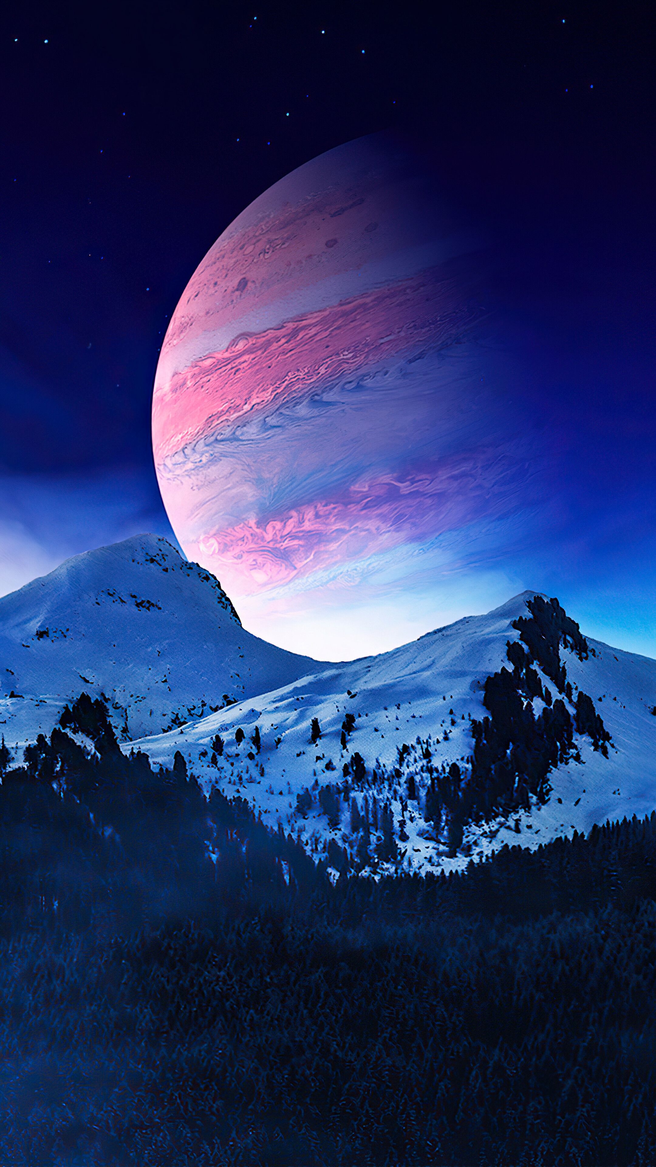 2160x3840 Night, Scenery, Mountain, Landscape, Planet, Digital Art, 4K phone HD Wallpaper, Image, Background, Photo and Picture. Mocah HD Wallpaper, Phone