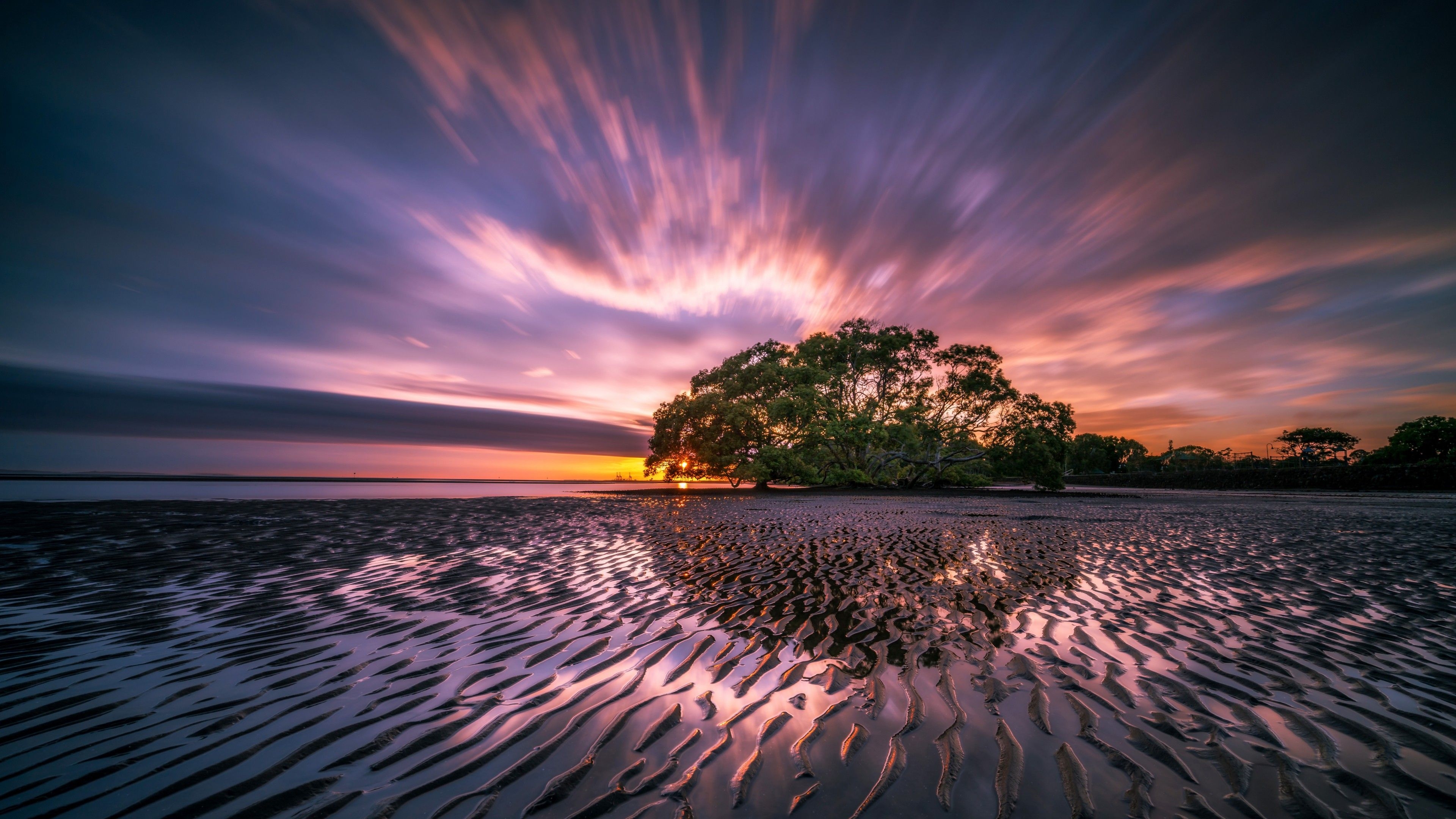 3840x2160 Wallpaper Sunrise, Nudgee Beach, 4K, 8K, Nature,. Wallpaper, Desktop