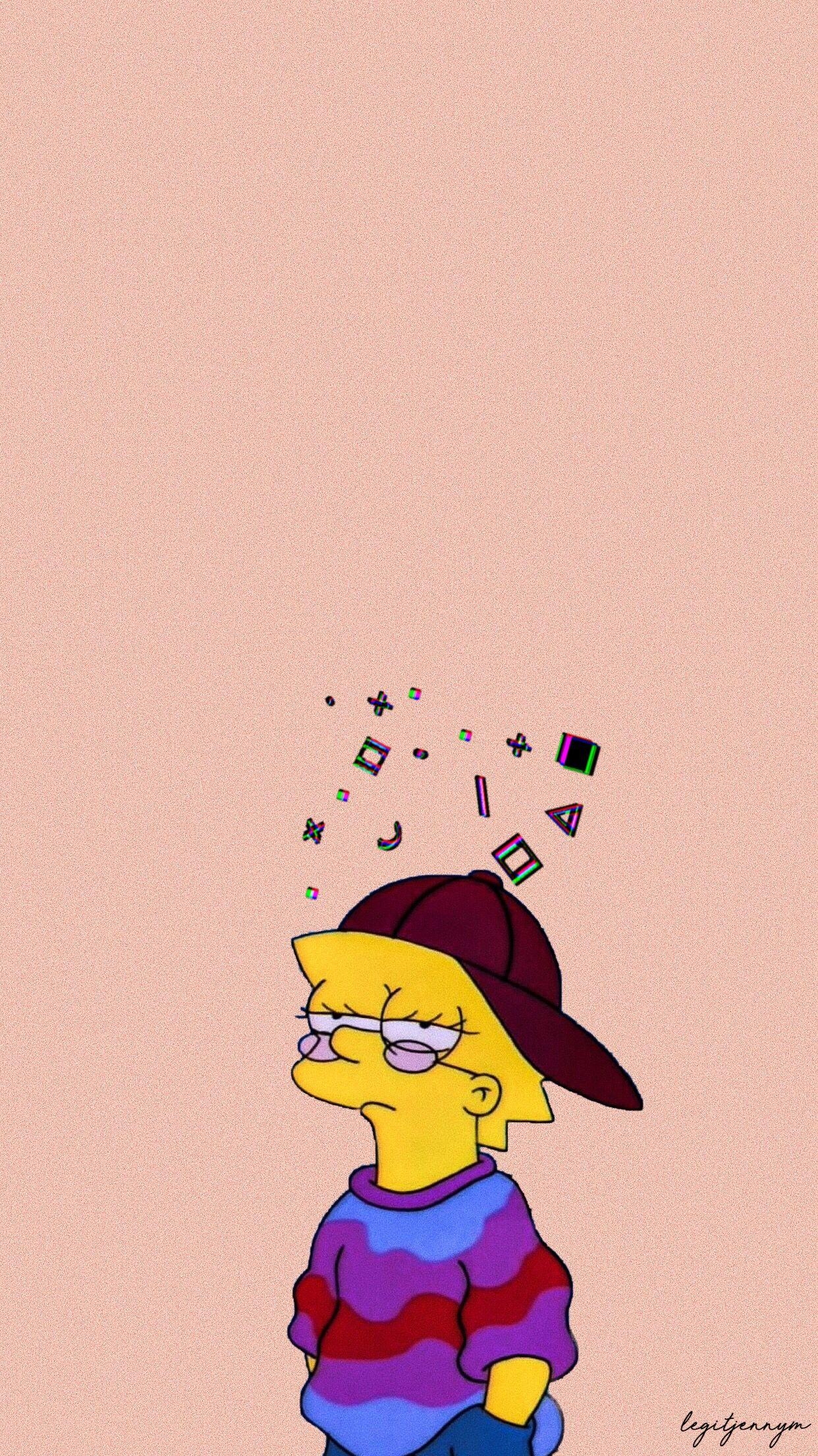 1250x2210 By: WallpaperByJenny #aesthetic #simpsons #glitch #tumblr, Phone