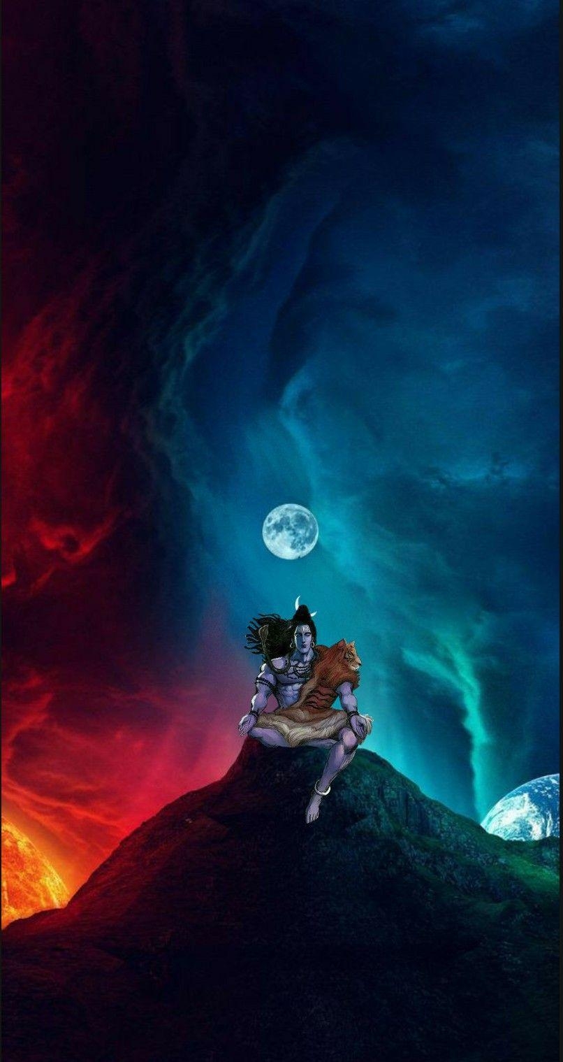 810x1520 Lord Shiva as adiyogi in creative art painting wallpaper. Lord, Phone