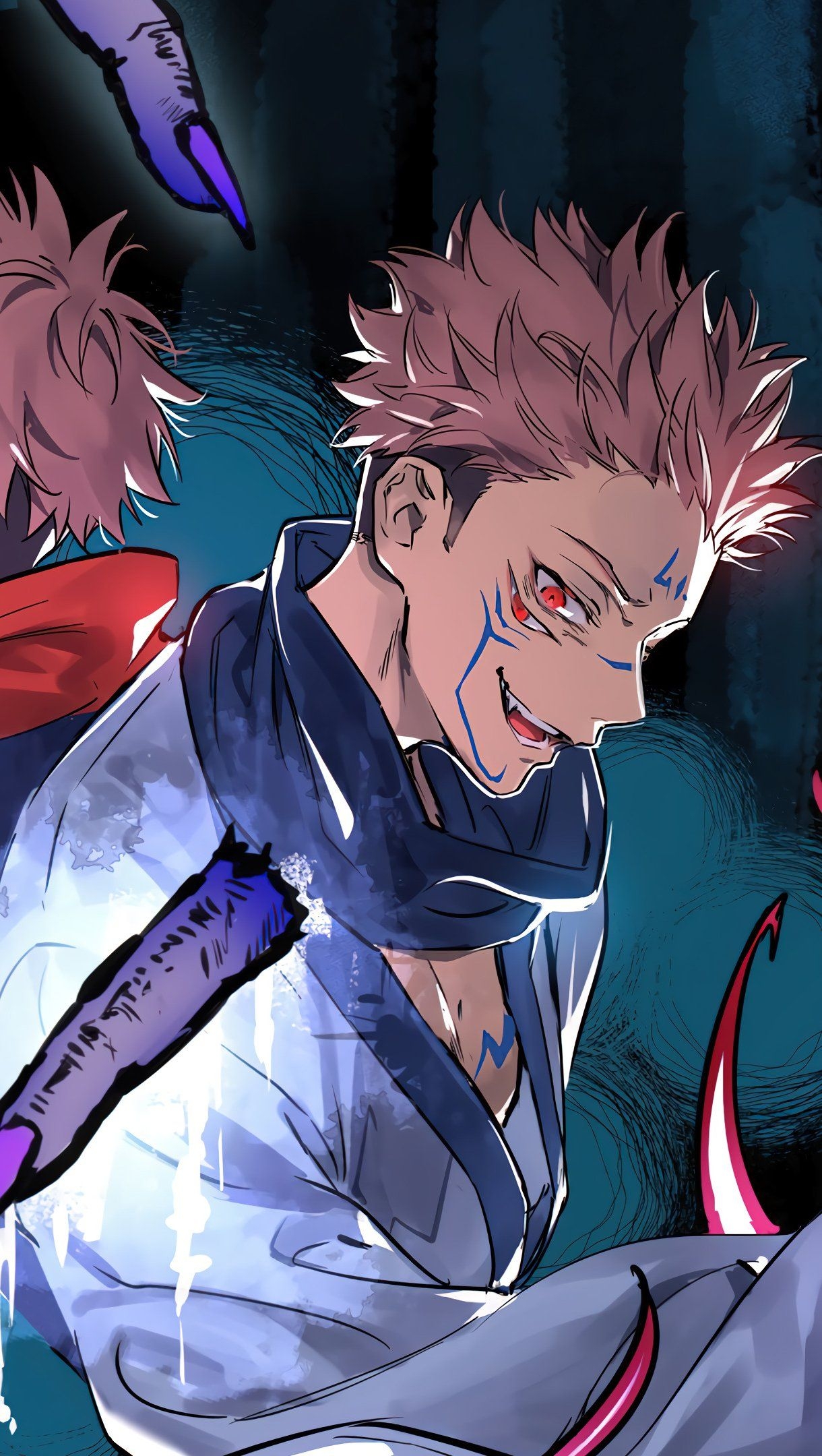 1220x2160 Sukuna Yuji Itadori from Jujutsu Kaisen Anime Wallpaper 4k Ultra HD, Phone