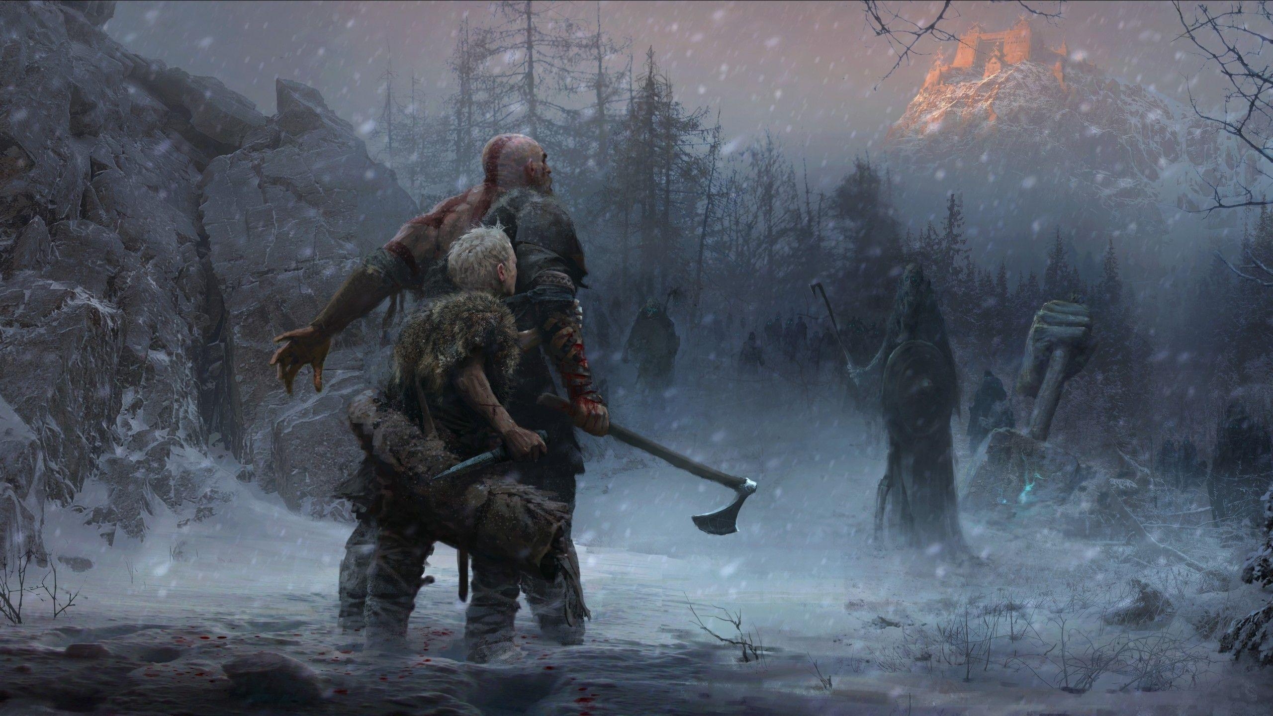 2560x1440 Wallpaper God of War, Atreus, Artwork, 4K, Games, Desktop