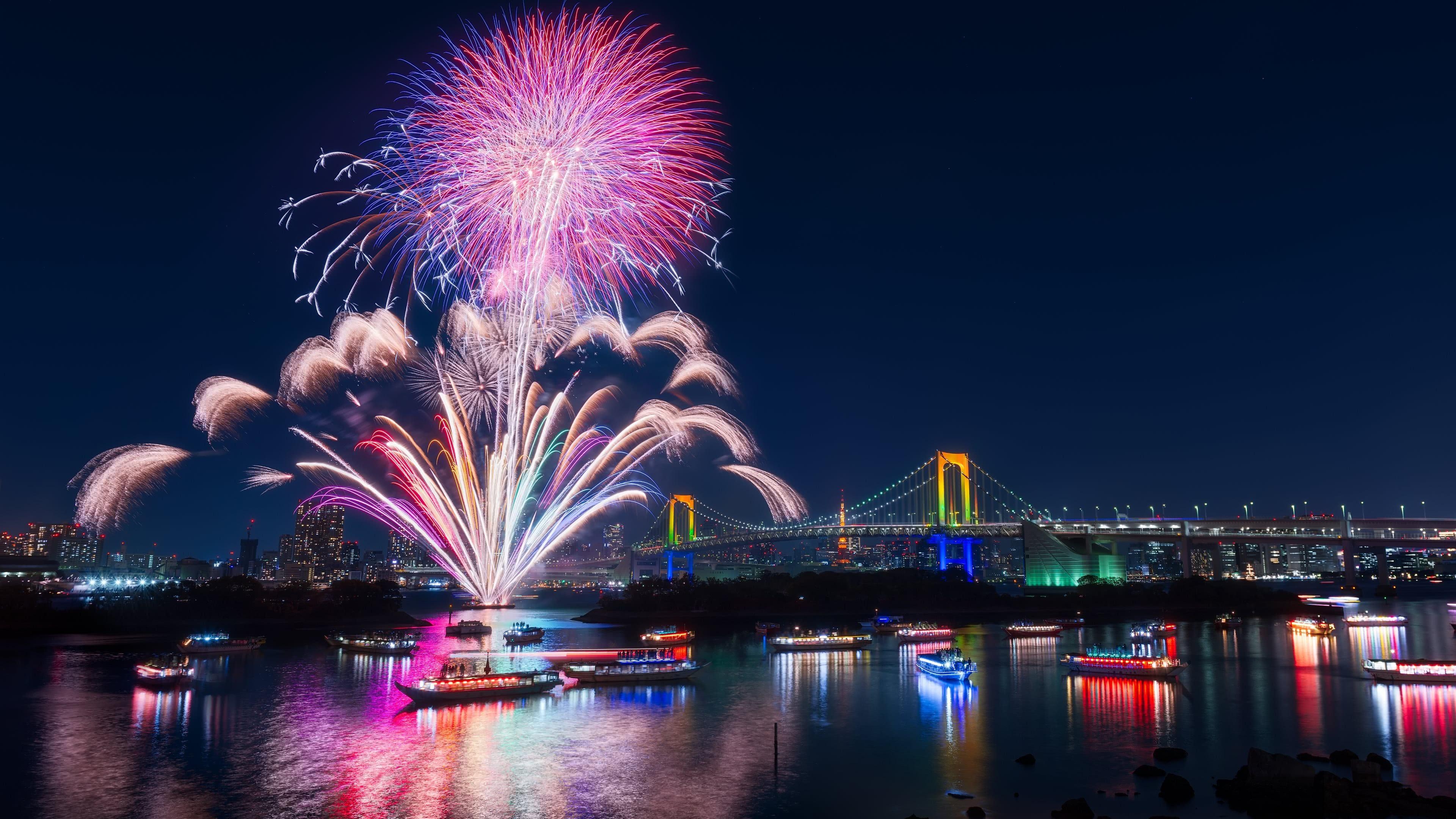 3840x2160 Tokyo Fireworks UHD 4K Wallpaper, Desktop