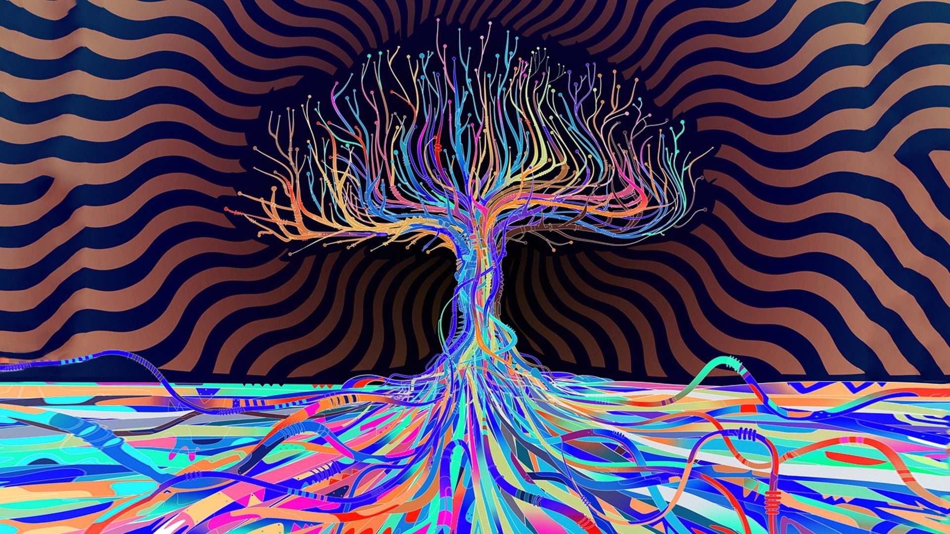 1920x1080 trees and dragons. Psychedelic art, Trippy wallpaper, Psychedelic colors, Desktop