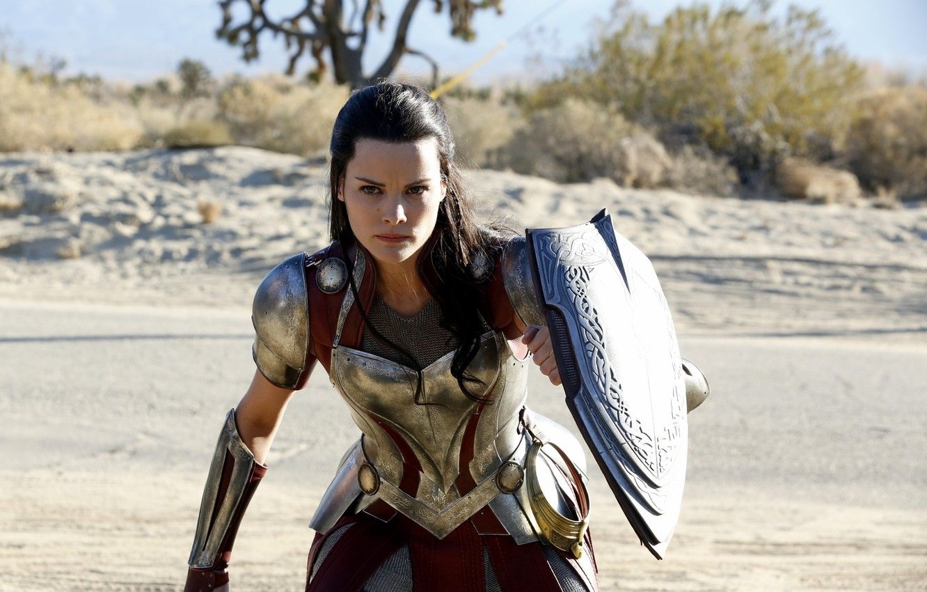 1340x850 Wallpaper wallpaper, girl, armor, woman, man, Marvel, fight, series, brunette, supernatural, hero, Thor, shield, warrior, angry, Jaimie Alexander image for desktop, section фильмы, Desktop