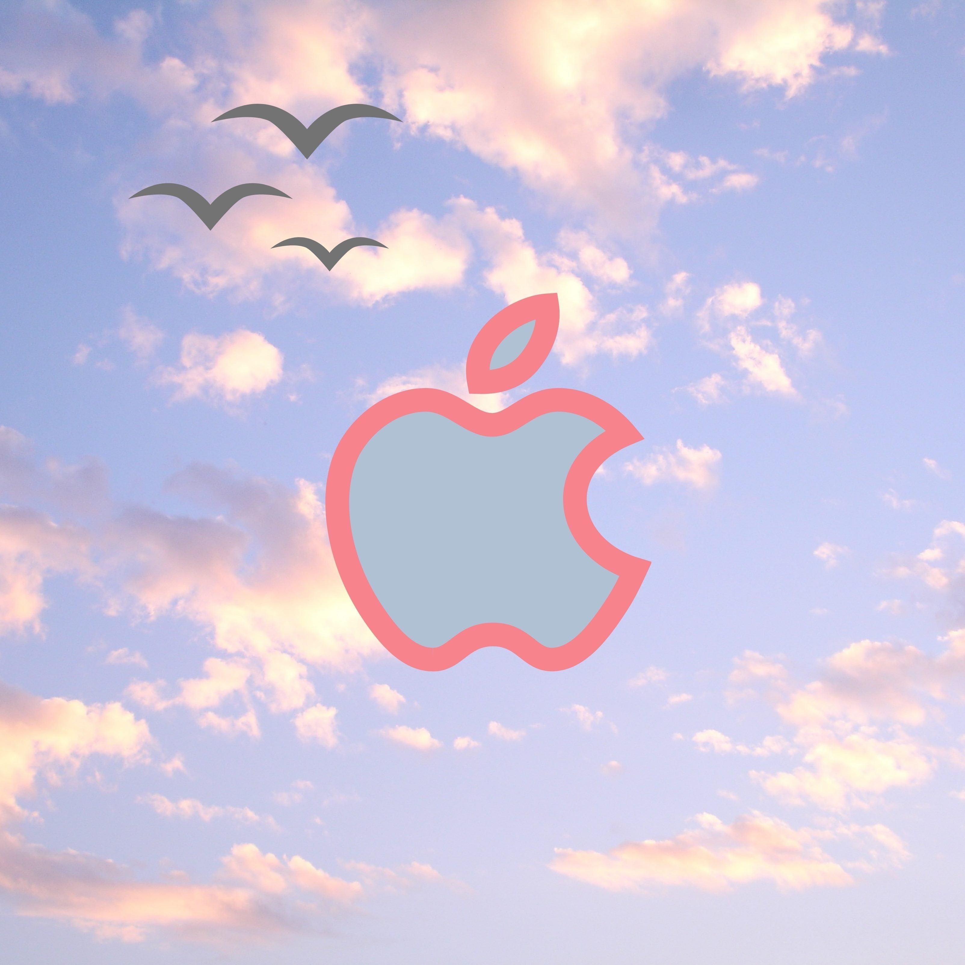 3210x3210 Apple Logo Pink Blue Sky Clouds Birds iPad Wallpaper iPad Wallpaper 4k iPad Wallpaper 5k free download iPad Pro, iPad Mini, iPad Air, iOS , iPadOS, Parallax, iPad retina Wallpaper, Phone