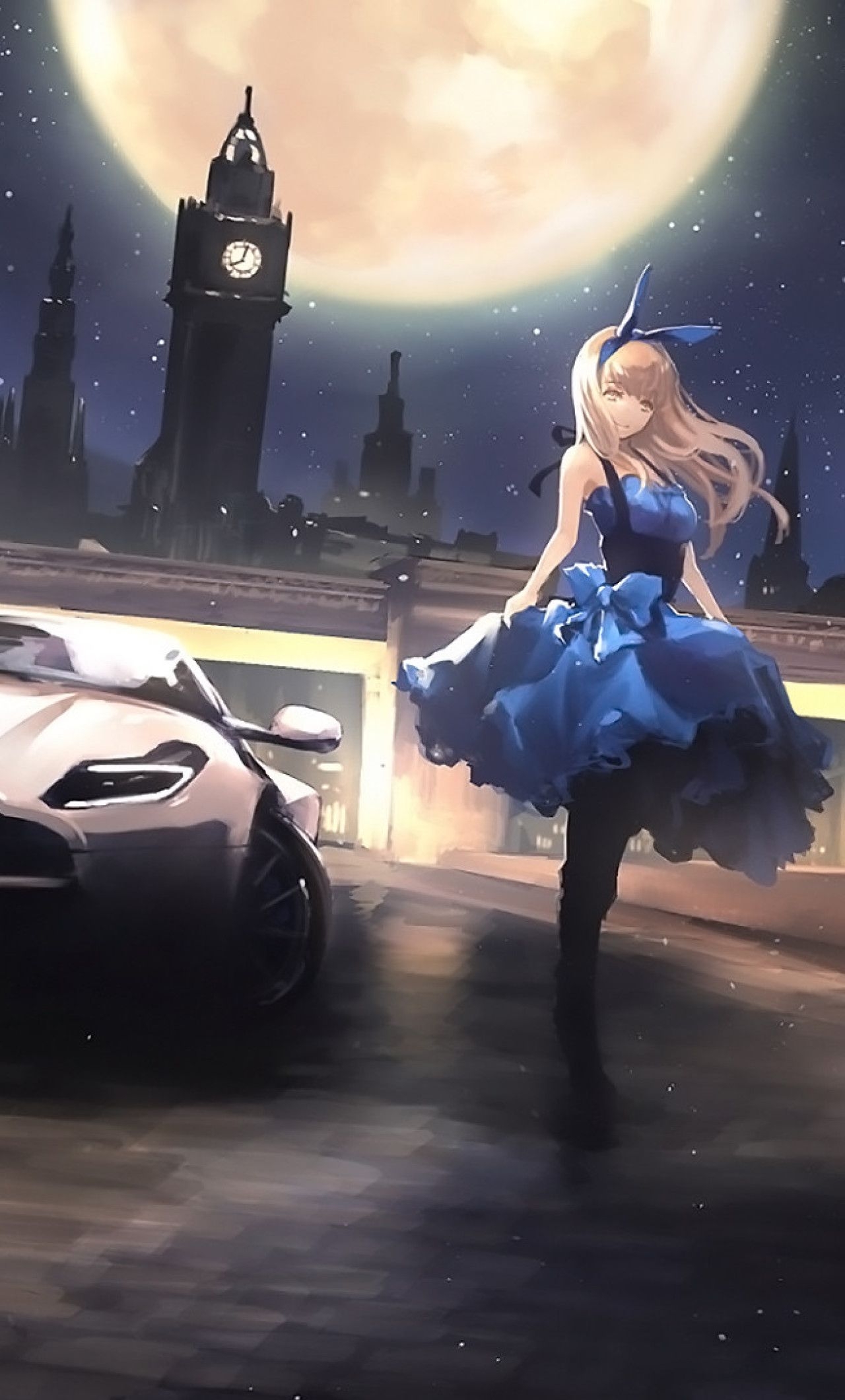 1280x2120 Anime Car And Blonde Girl Gangster iPhone HD 4k, Phone