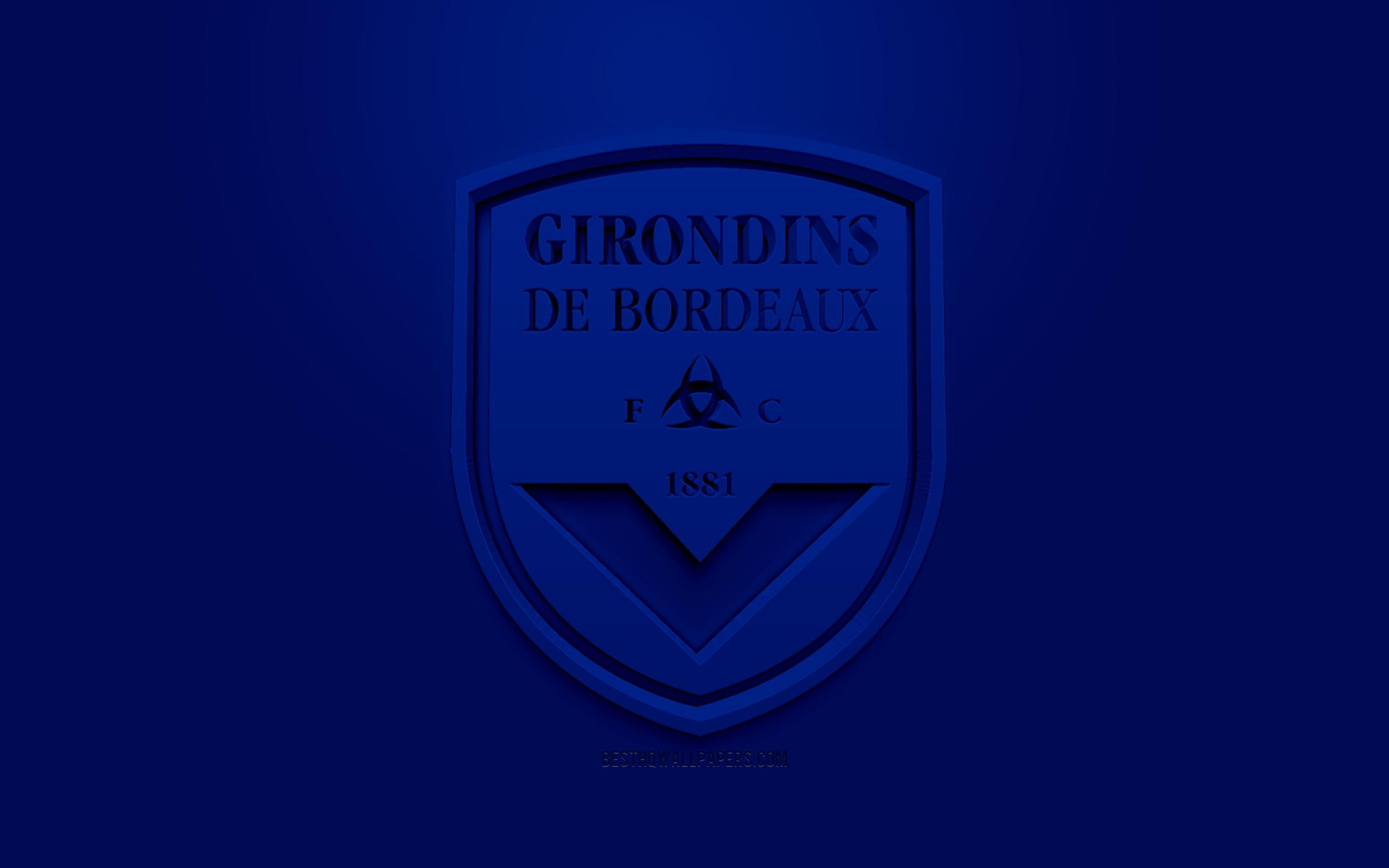 2560x1600 Download wallpaper FC Girondins de Bordeaux, creative 3D logo, blue, Desktop