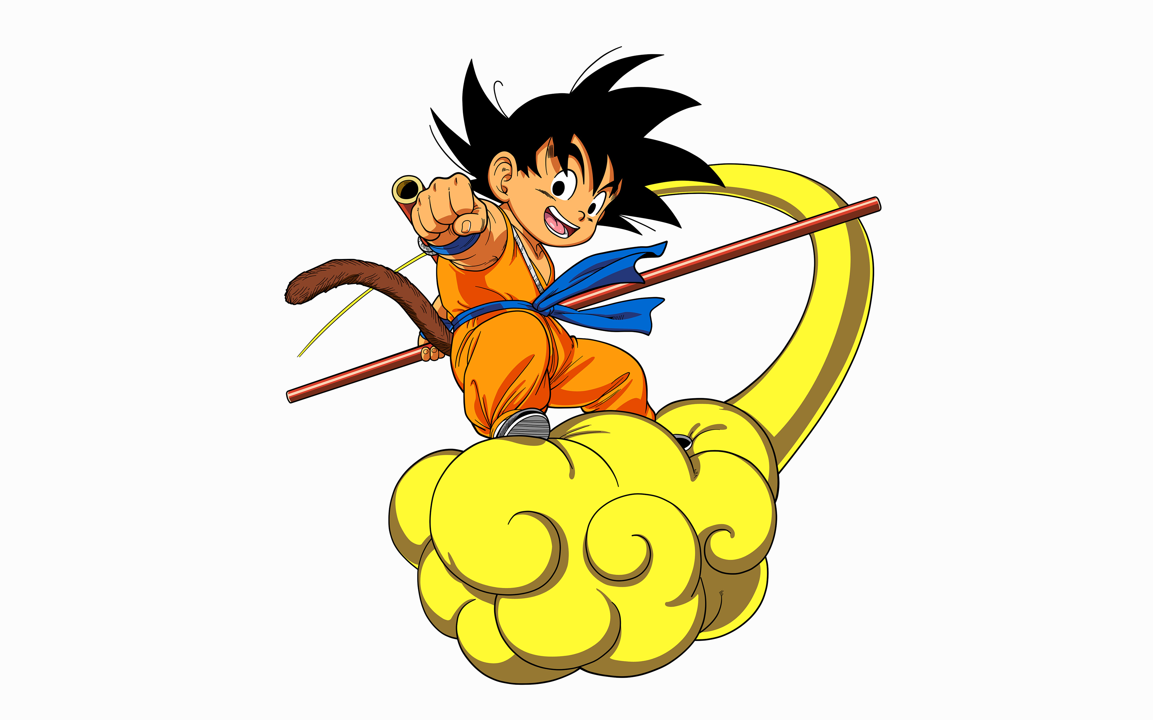 3840x2400 wallpaper for desktop, laptop. dragonball goku cloud fly anime art illust white, Desktop