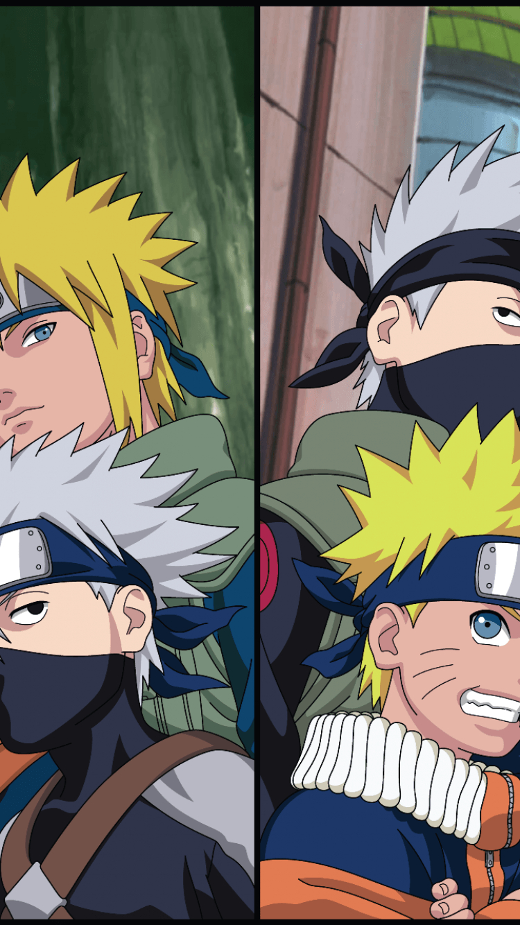 750x1340 Download  Naruto, Hatake Kakashi, Namikaze Minato, Phone