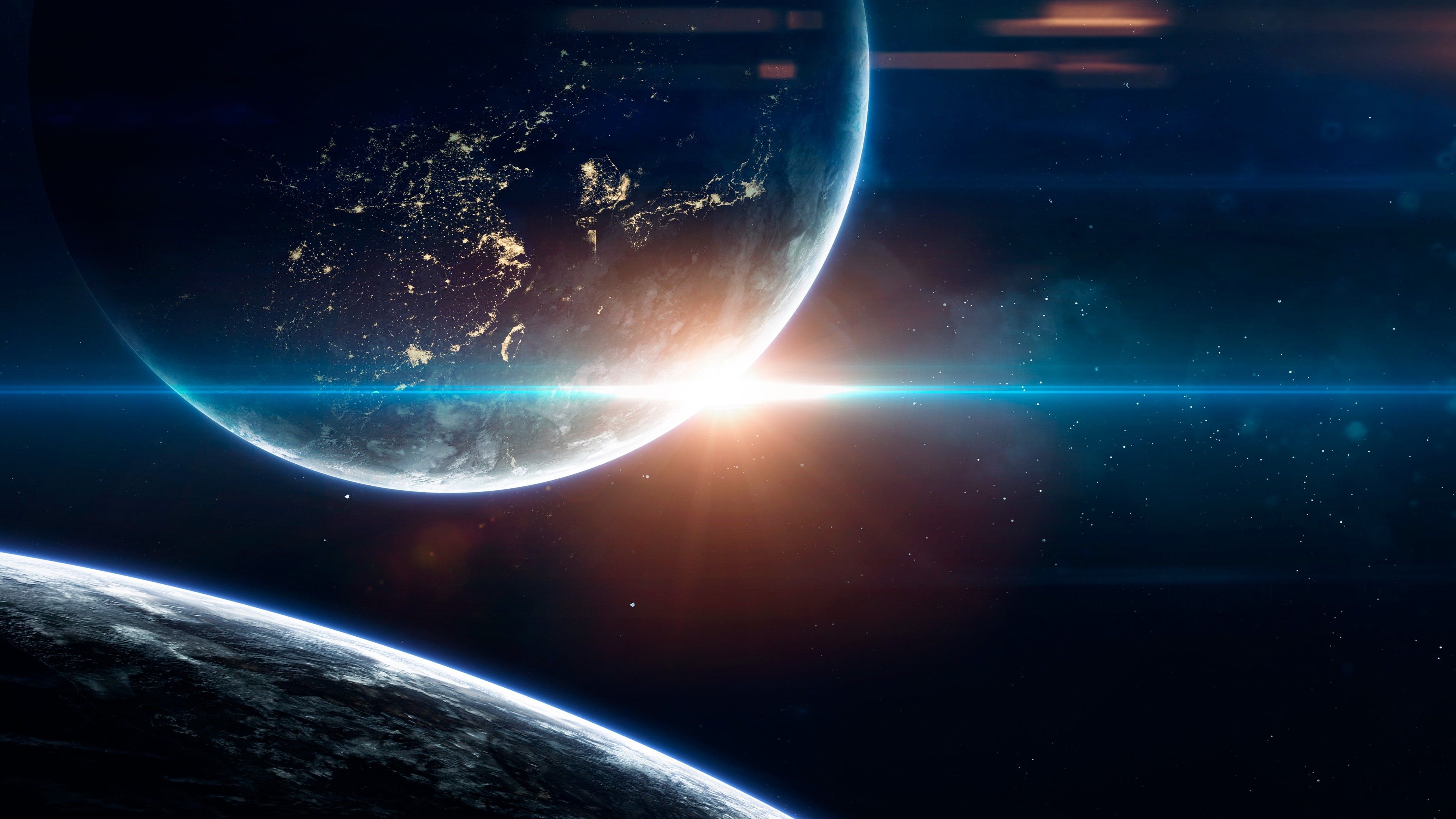 3840x2160 Earth 4K Wallpaper, Sun, Planets, Stars, Galaxy, Blue, Space, Desktop