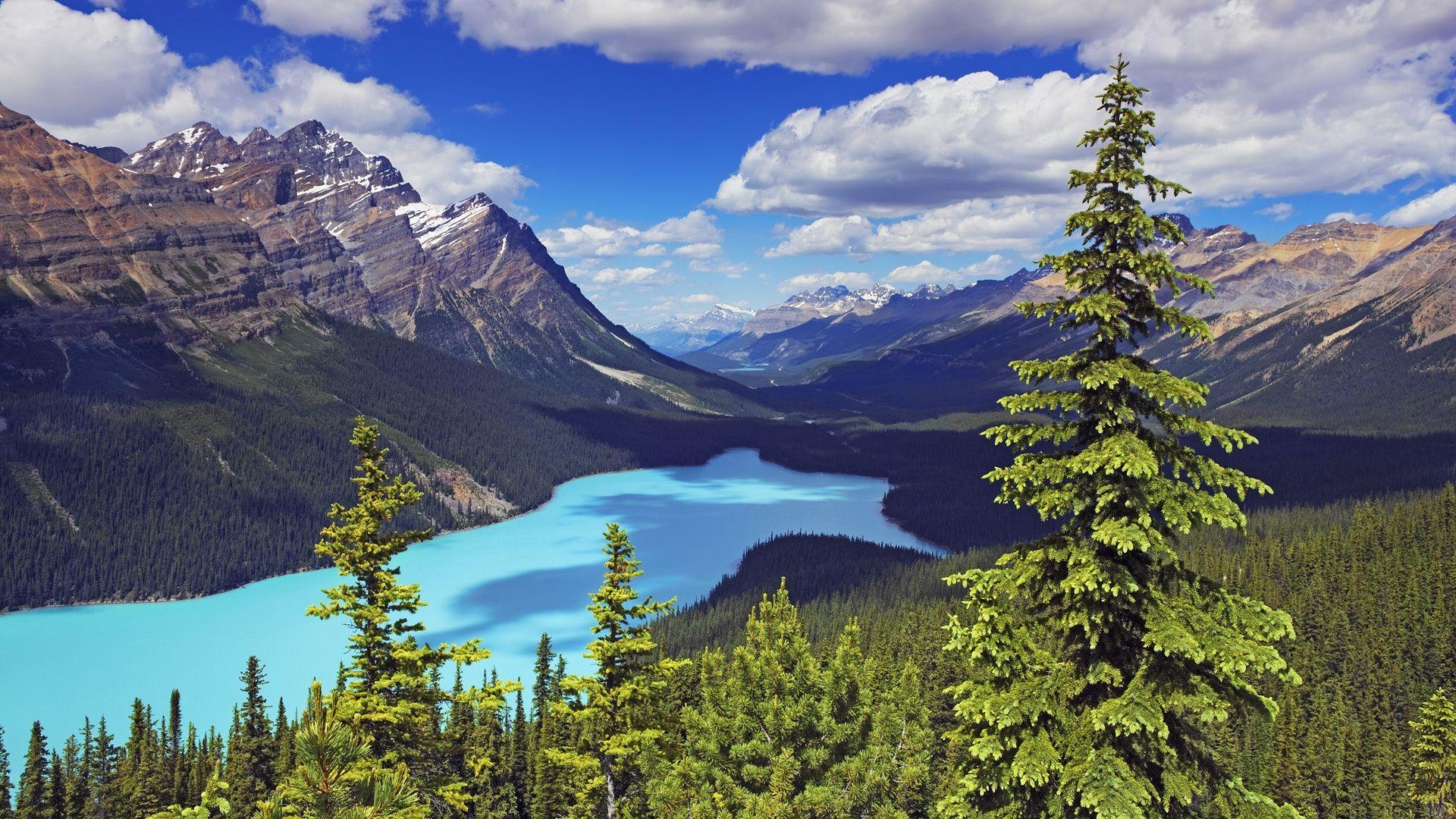 1920x1080 Wallpaper canada, alberta, mountain, lake, rock, sky desktop, Desktop