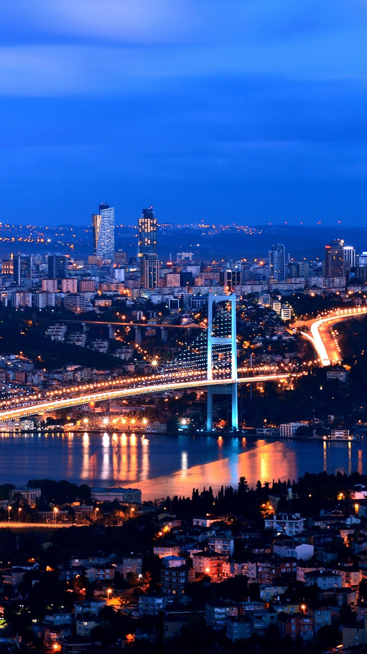 1440x2560 Wallpaper Turkey, Istanbul, night, 4k, Travel, Phone