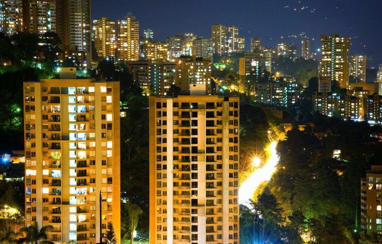 1340x850 Wallpaper night, night, Colombia, Medellin, noche, Medellin, Desktop