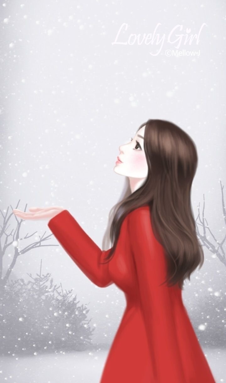 720x1230 Beauty Cartoon Girl Wallpaper Download, Phone