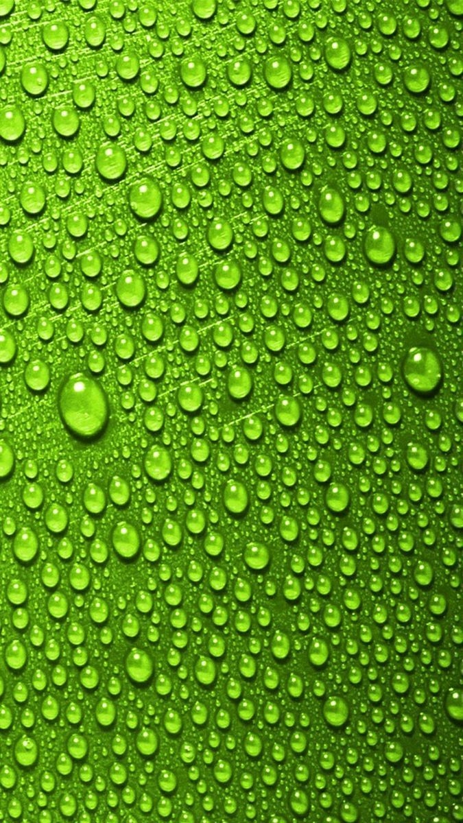 680x1200 Green Water droplets, Phone