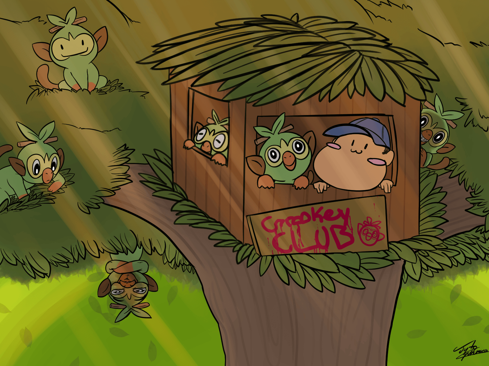 1600x1200 Grookey Club by Jyto56 on Newgrounds, Desktop