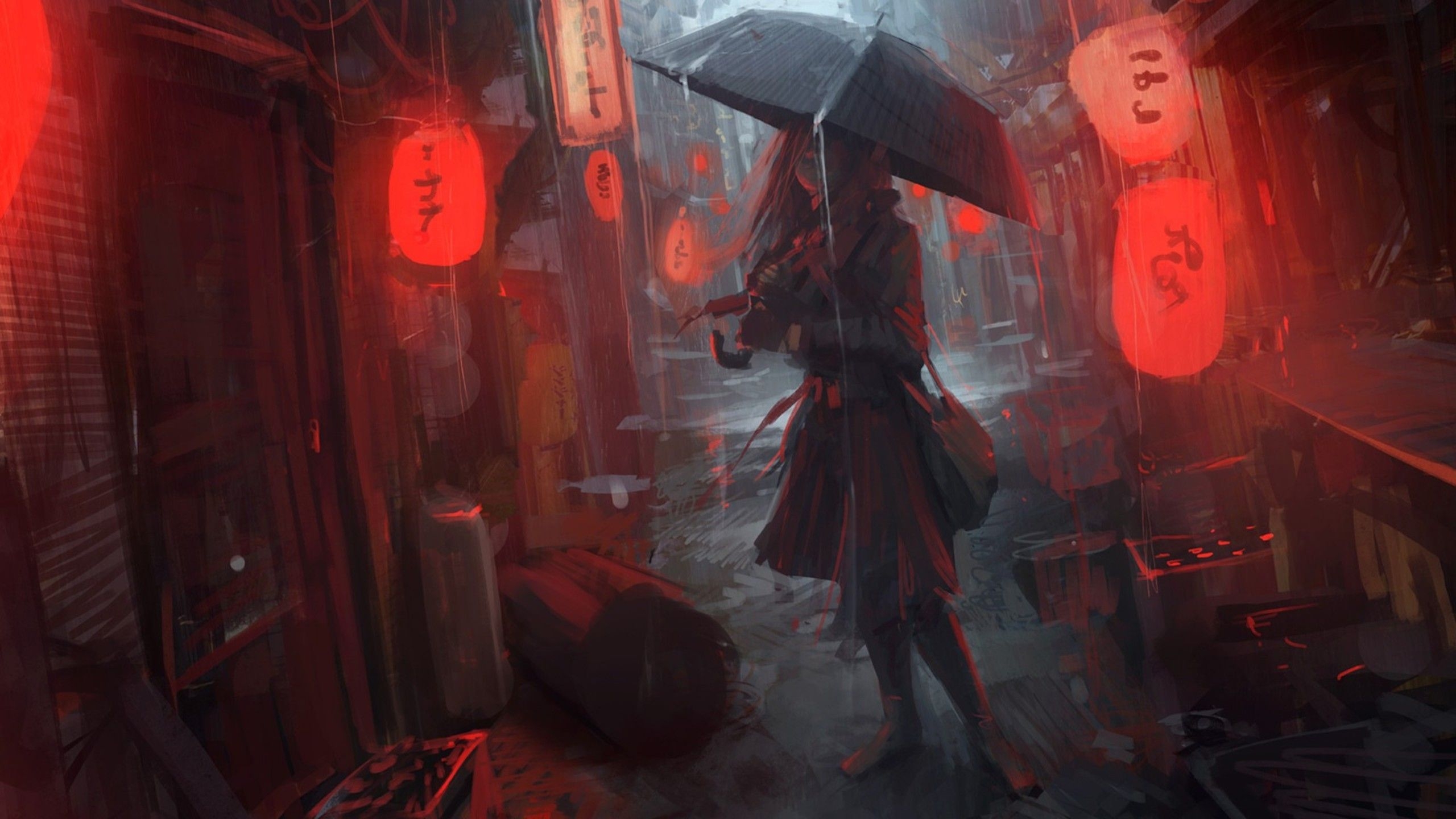 2560x1440 Rain Wallpaper Anime, Desktop