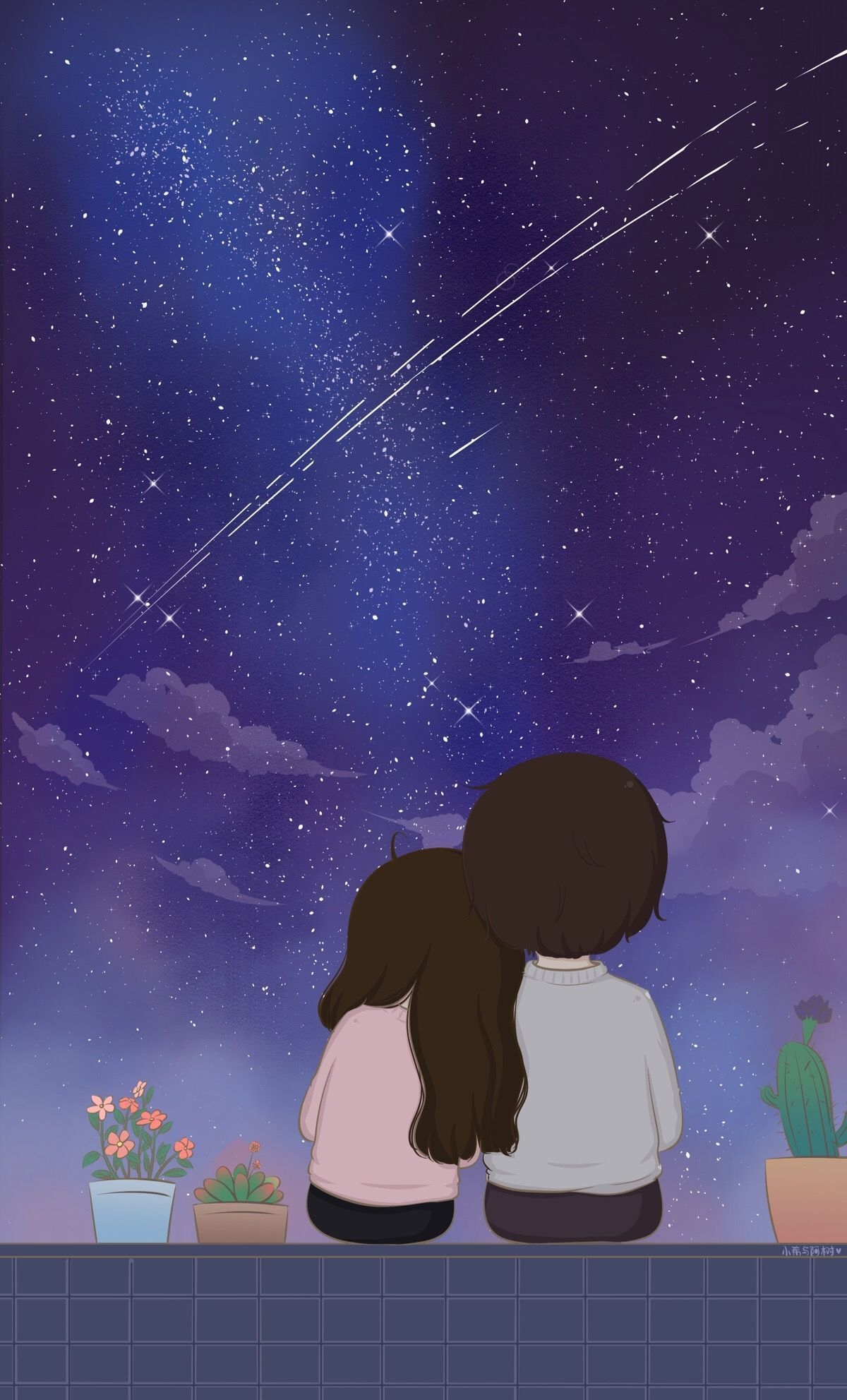 1200x1990 Cartoon Cute Couple Dp, Phone