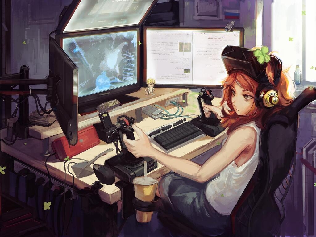 1030x770 Anime Gamer Girl  Resolution HD 4k Wallpaper, Image, Background, Photo and Picture, Desktop