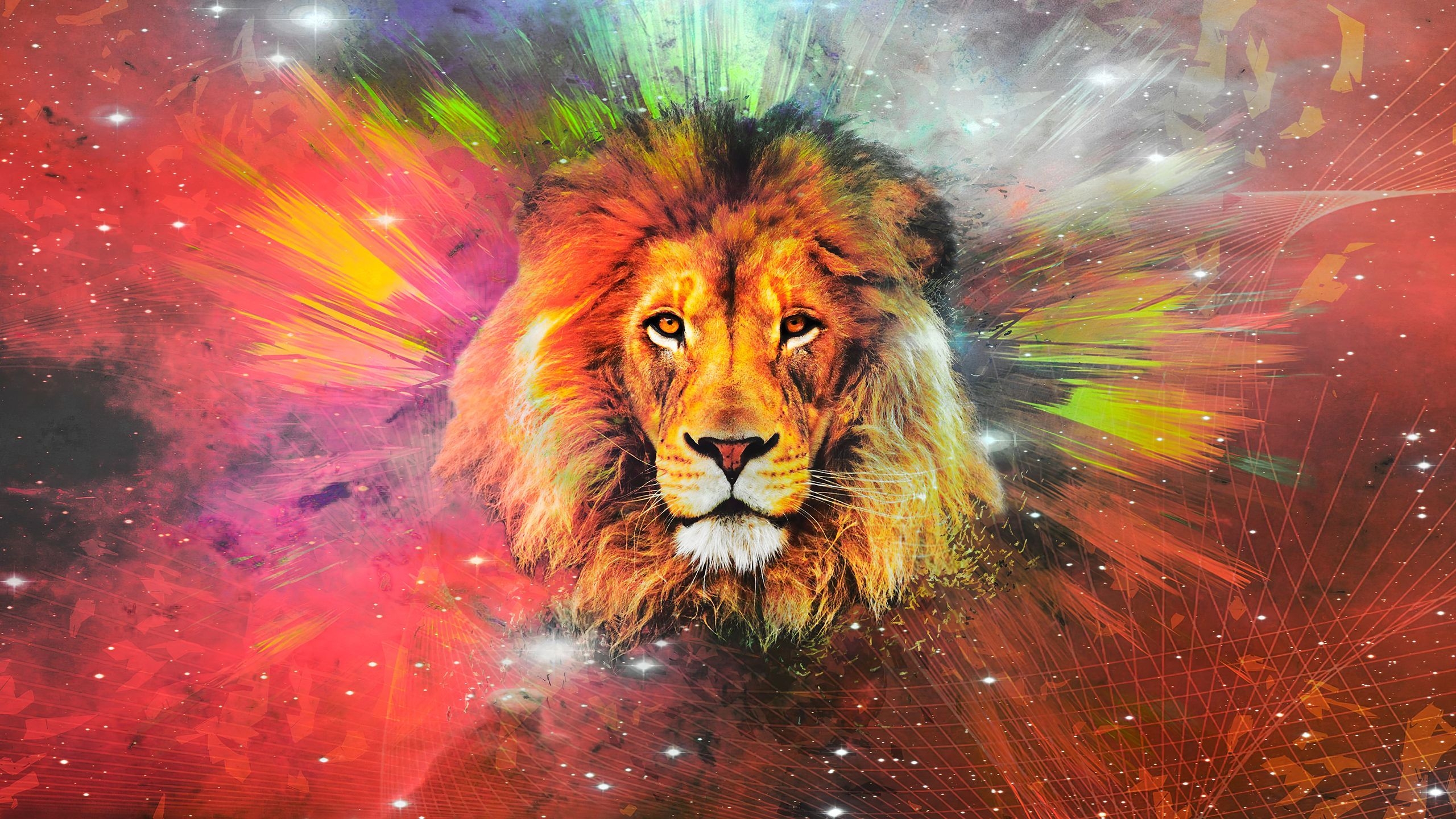 2560x1440 Lion Galaxy Art 4k 1440P Resolution HD 4k Wallpaper, Image, Background, Photo and Picture, Desktop