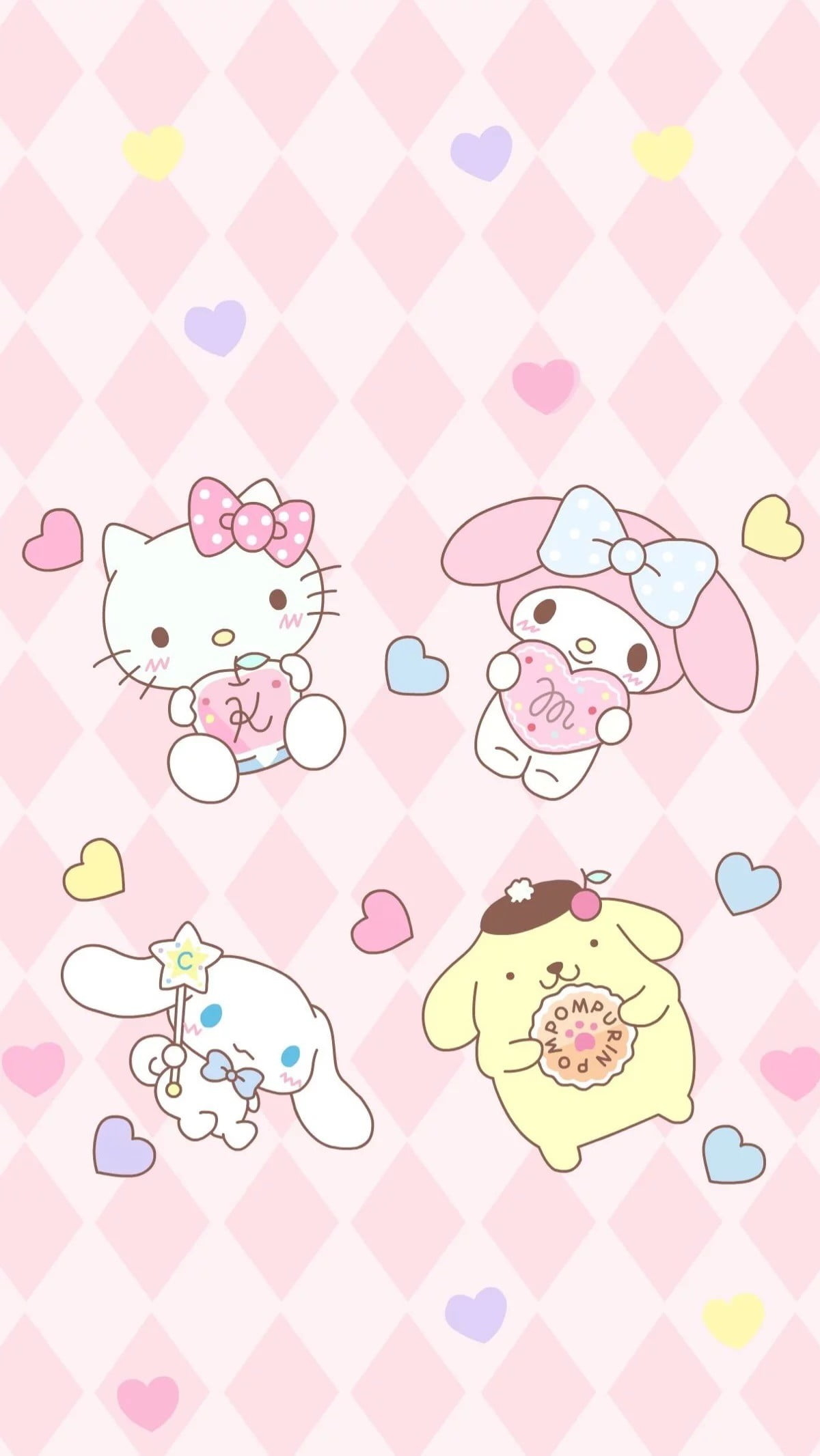 1200x2140 Hello Kitty, Cinnamoroll, My Melody, Pompompurin, Phone