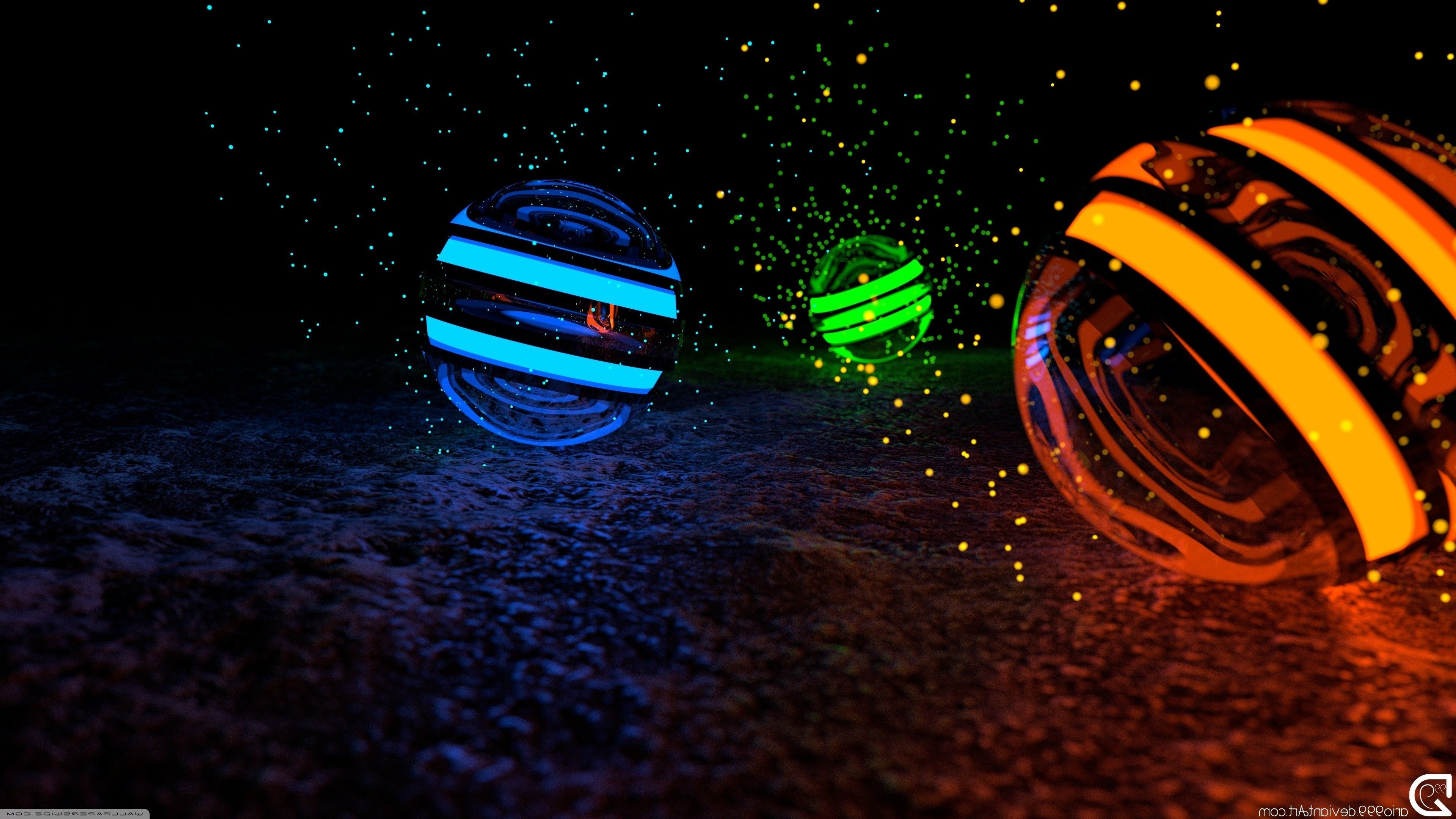 3840x2160 CGI, Sphere, Orange, Blue, Green Wallpaper HD / Desktop and Mobile Background, Desktop