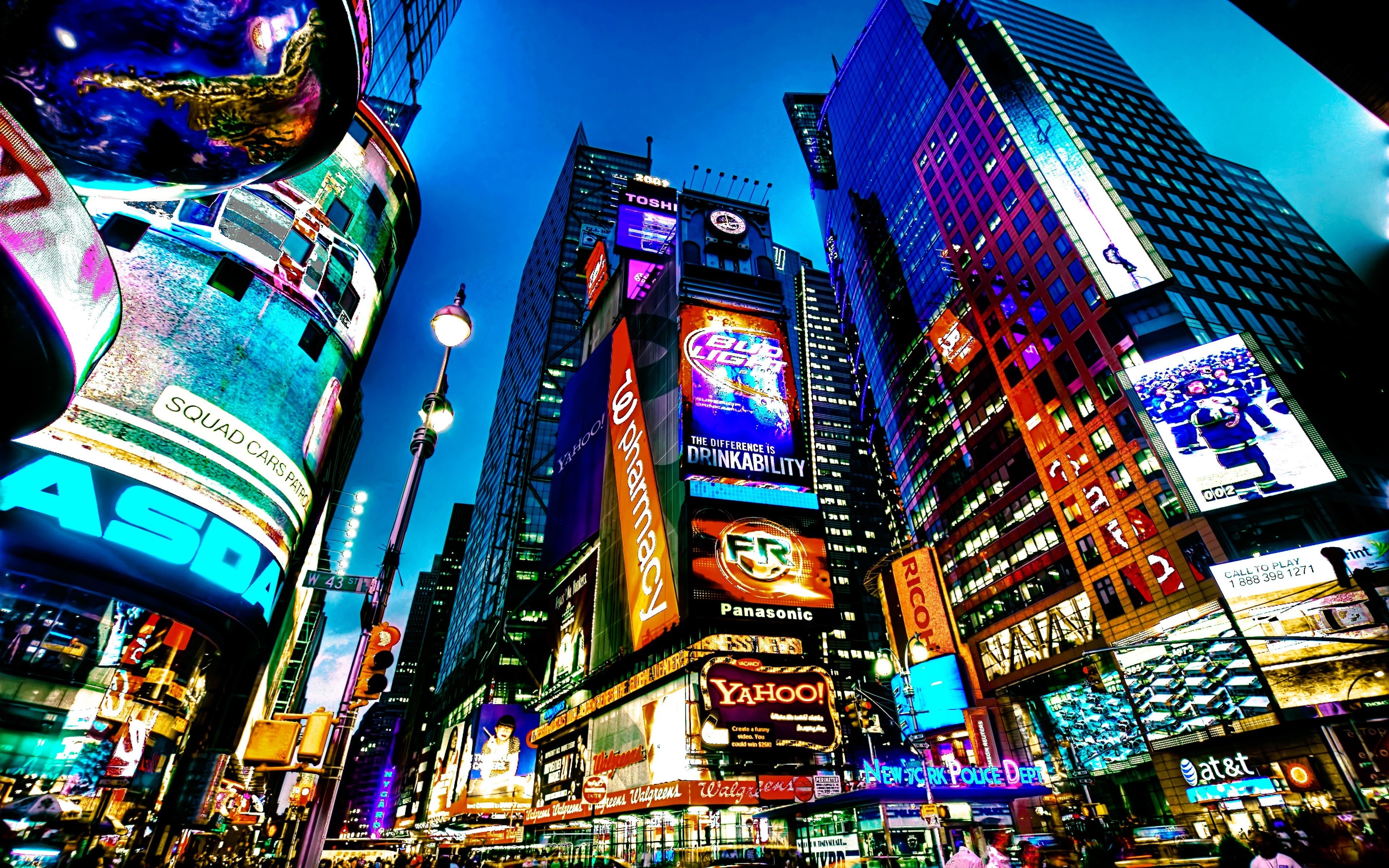 3840x2400 Download wallpaper 4k, Times Square, NYC, night streets, skyscrapers, american cities, New York, America, USA, City of New York City, HDR for desktop with resolution. High Quality HD picture wallpaper, Desktop