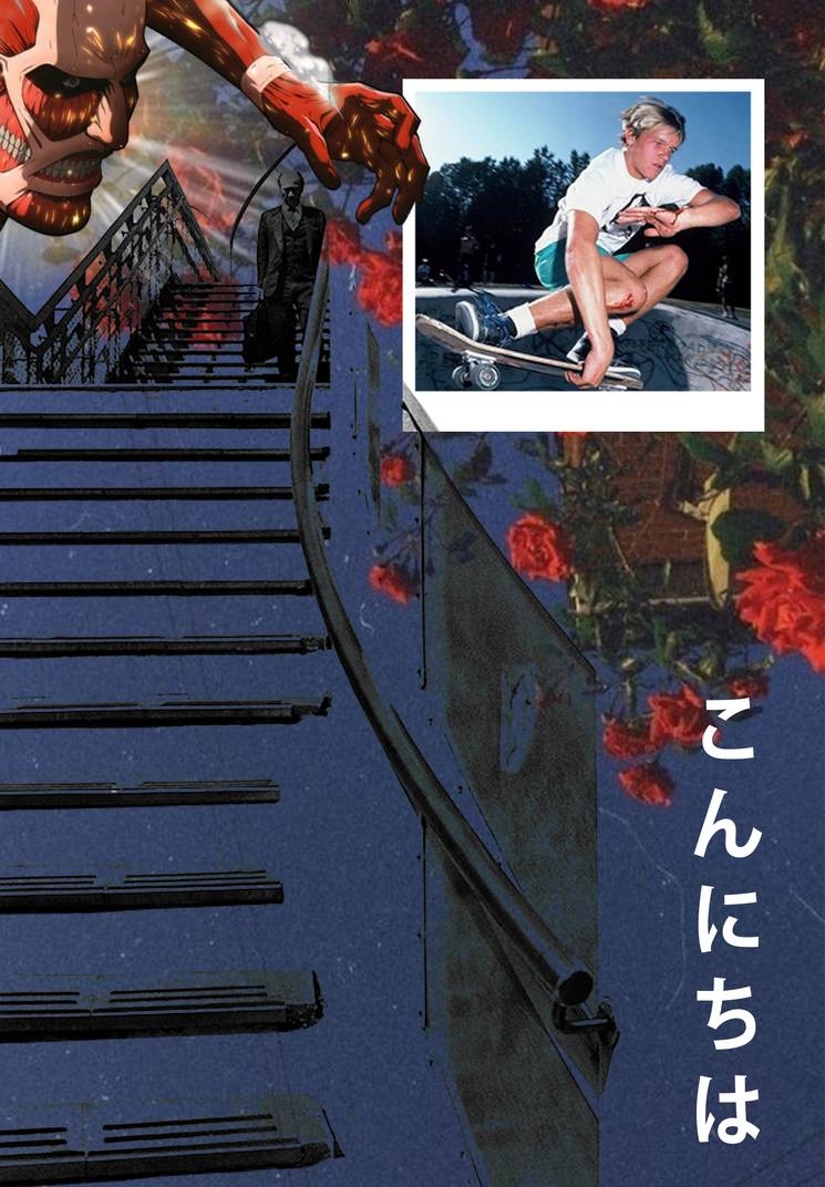 750x1080 skateboarding vibe mixed with japanese flower aesthetics, Phone