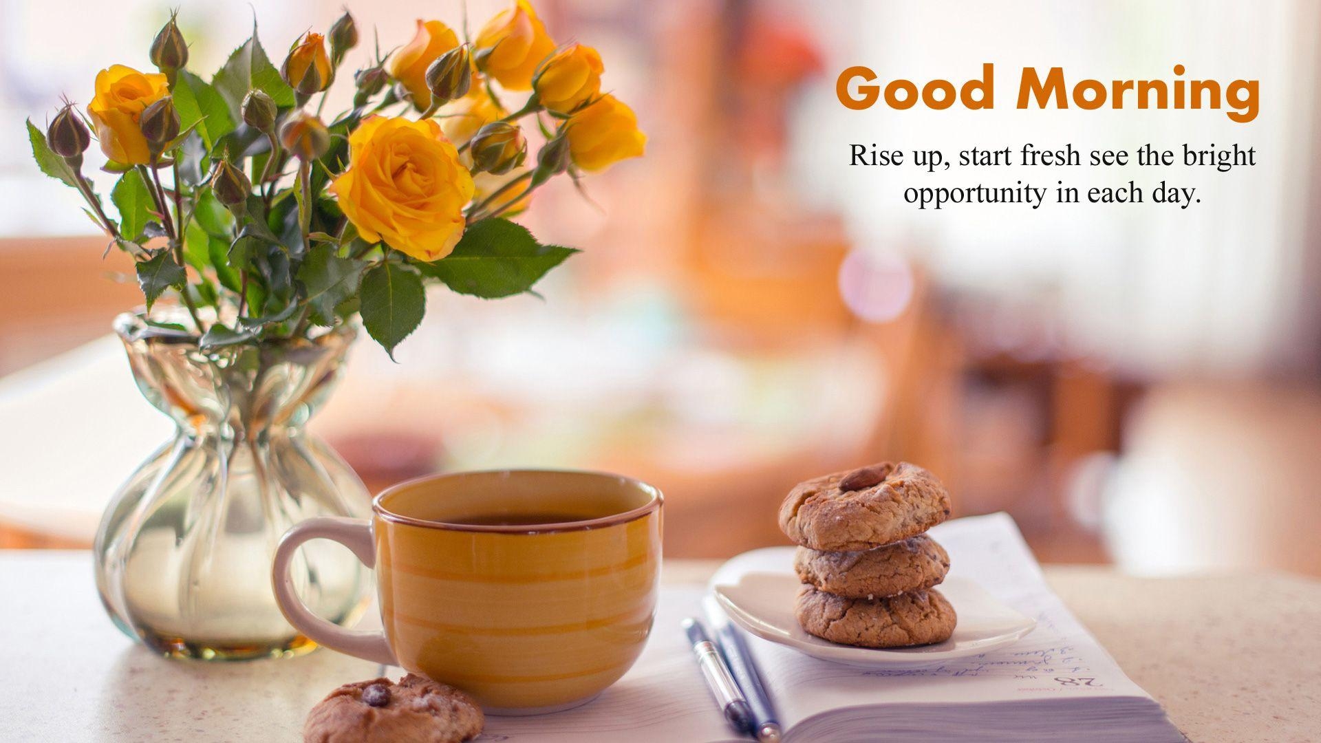 1920x1080 Good Morning Wallpaper with Flowers, Full HD  GM Image, Desktop