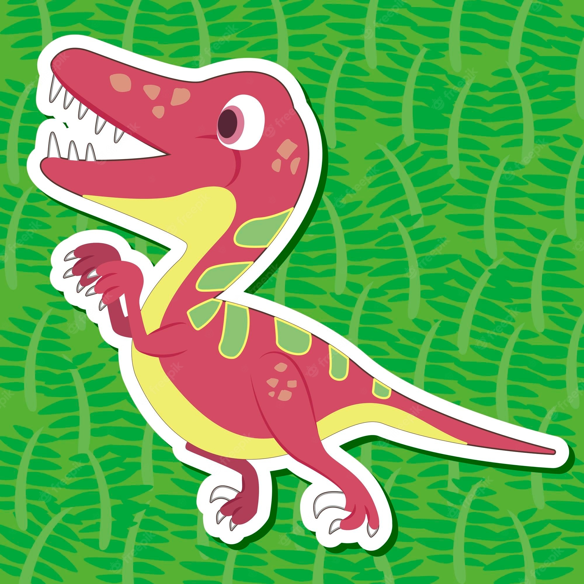 2000x2000 Premium Vector. A cute dinosaur sticker with deinonychus, Phone