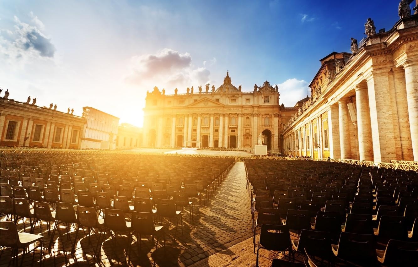 1340x850 Wallpaper the sun, sunset, the city, people, chairs, area, Rome, Desktop
