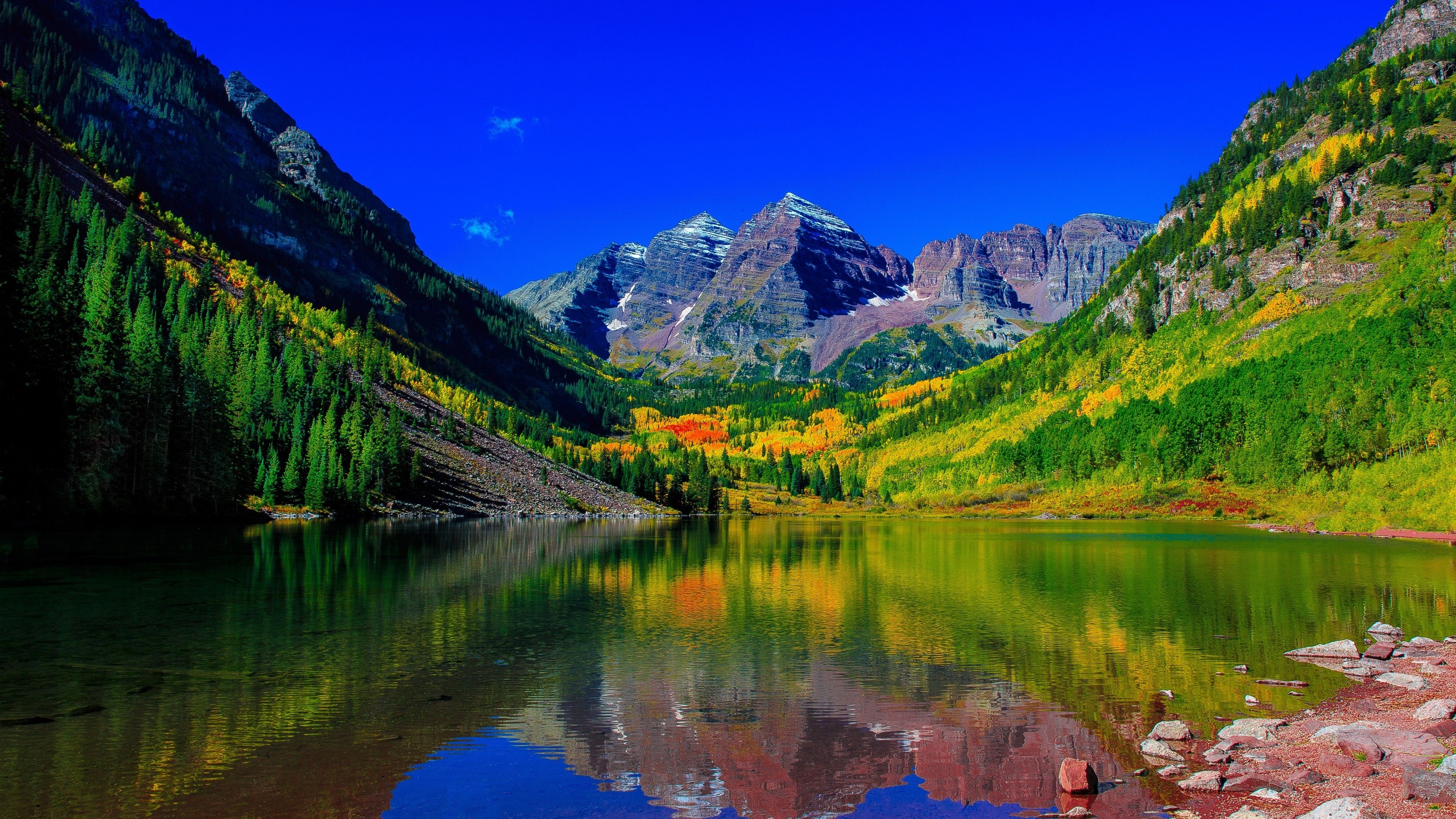 3840x2160 Wallpaper Maroon Bells, 5k, 4k wallpaper, 8k, colorado, mount, river, Nature, Desktop