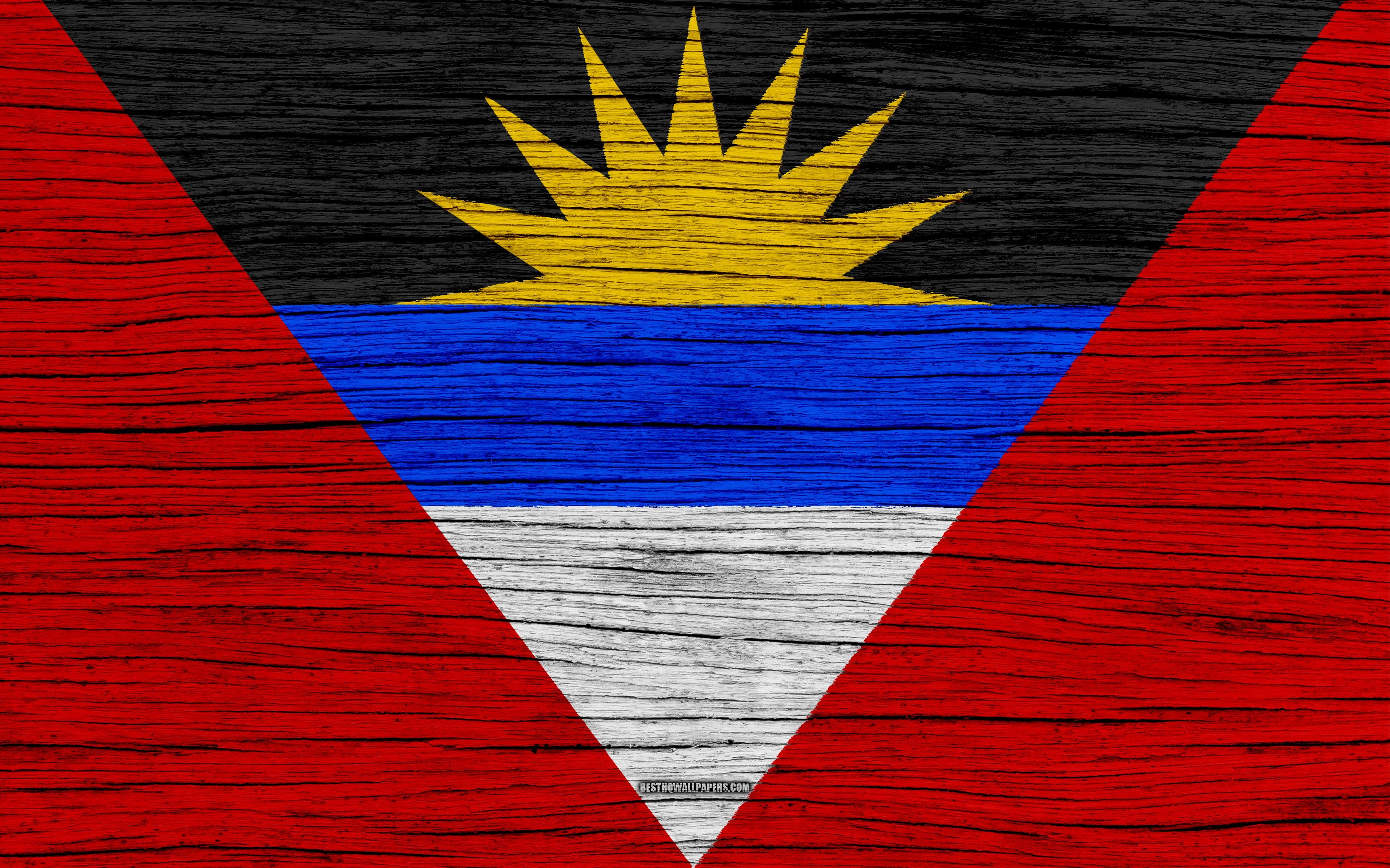 3840x2400 Download wallpaper Flag of Antigua and Barbuda, 4k, North America, Desktop