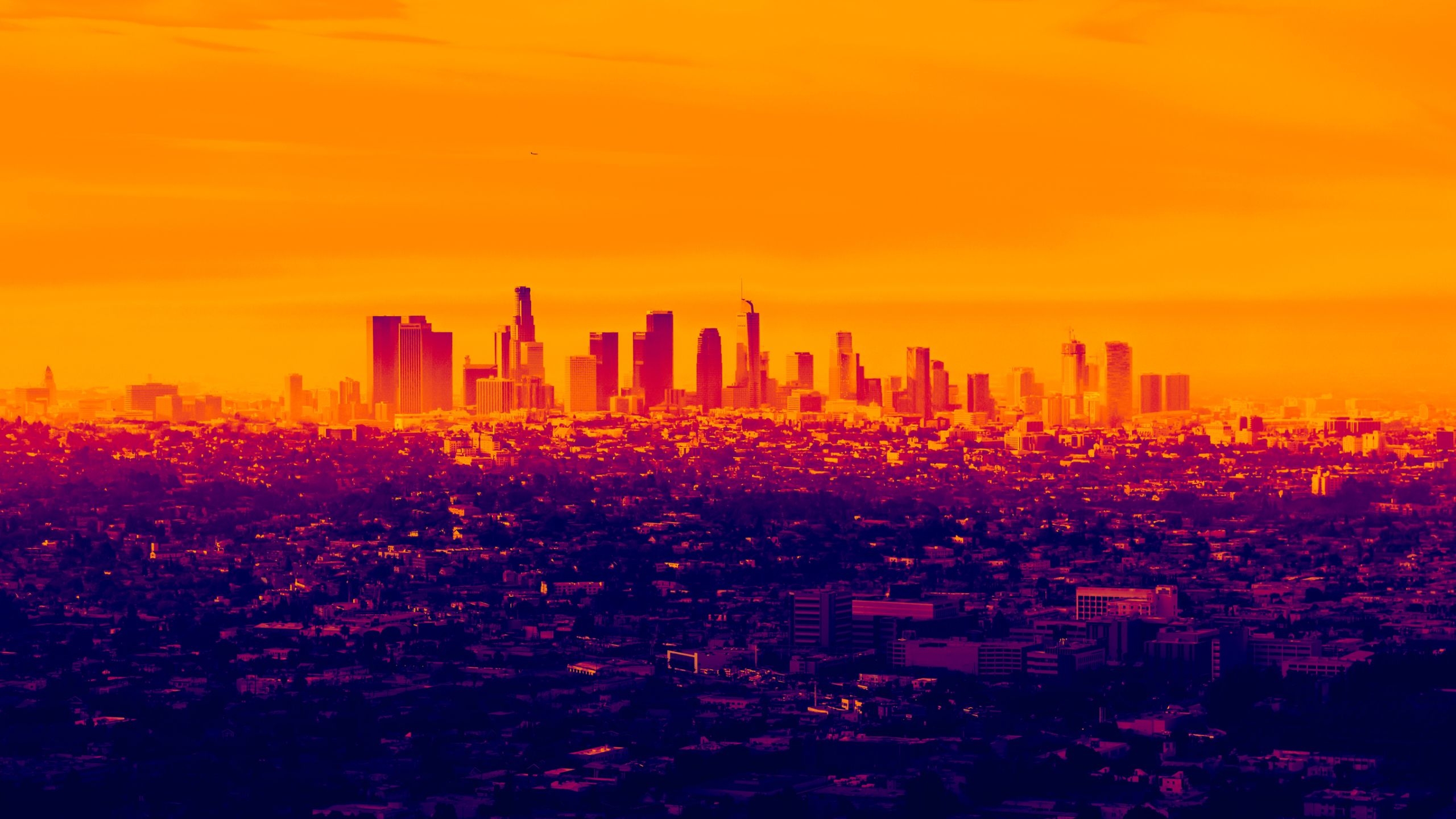 2560x1440 LA Cityscape in Infrared 1440P Resolution Wallpaper, HD City 4K Wallpaper, Image, Photo and Background, Desktop