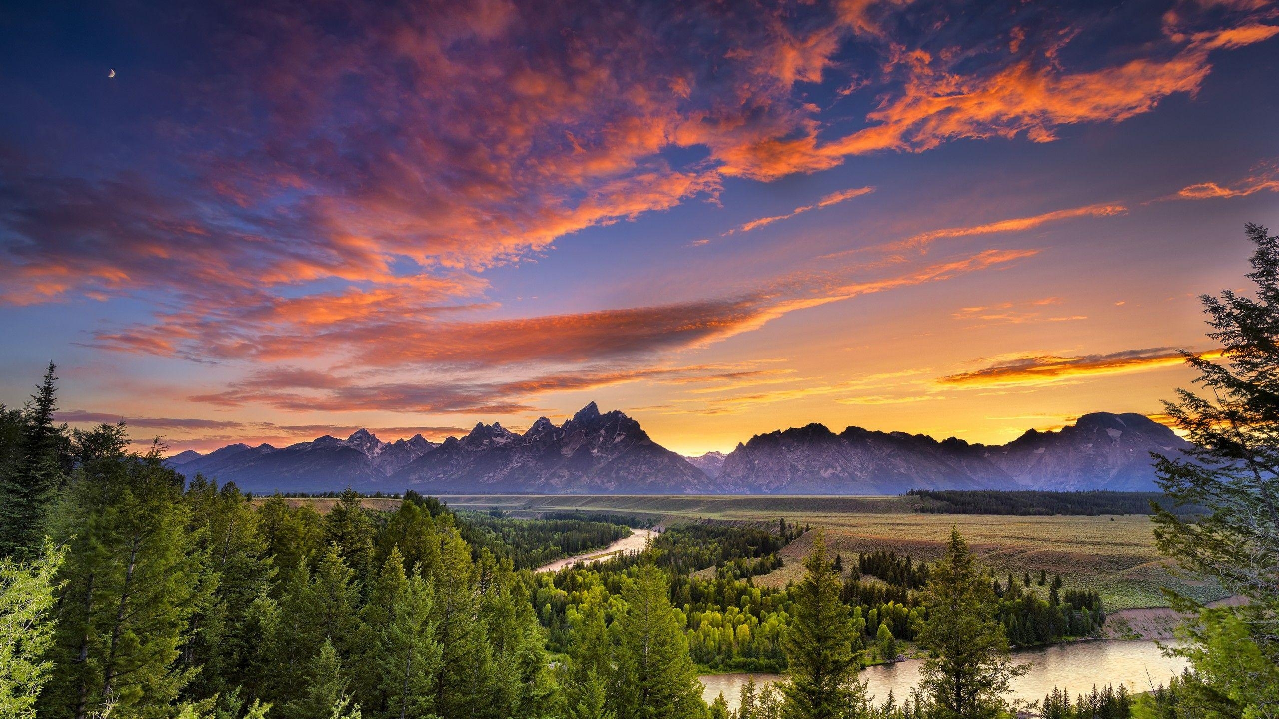 2560x1440 Wallpaper Grand Teton National Park, 4K, Nature, Desktop