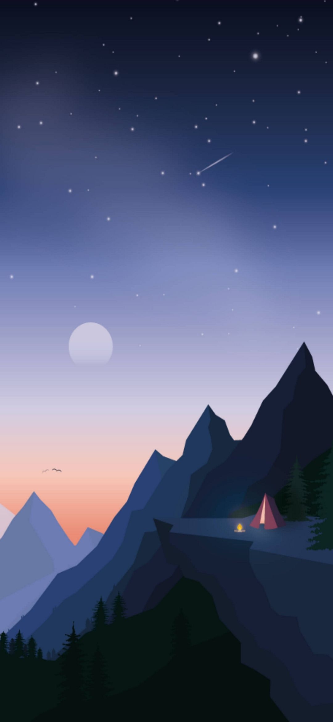 1080x2340 Mountains Minimalist Night Sky iPhone 12 Pro Max HD Wallpaper, Phone