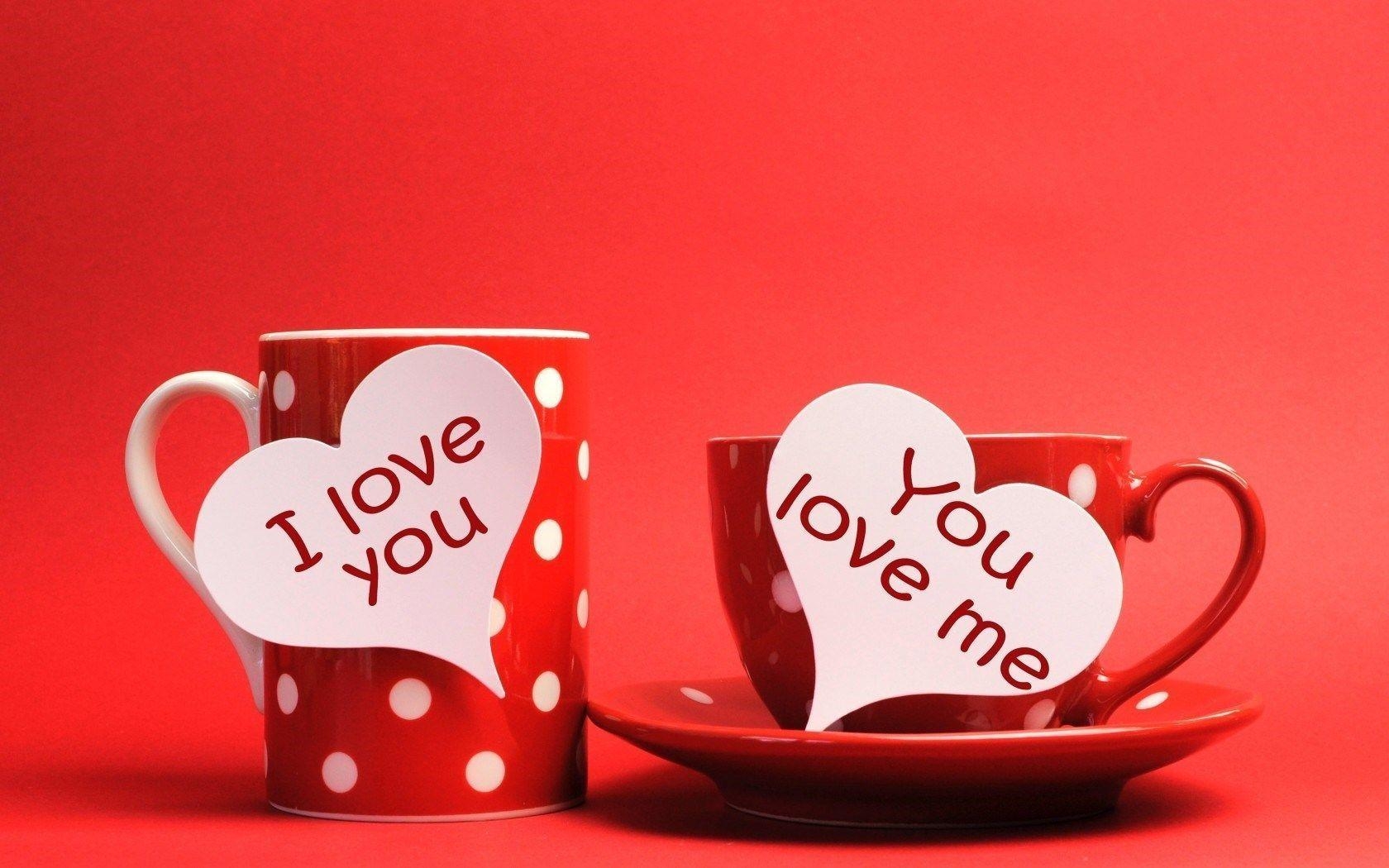 1680x1050 Cups Hearts Inscriptions I Love You You Love Me HD Wallpaper, Desktop