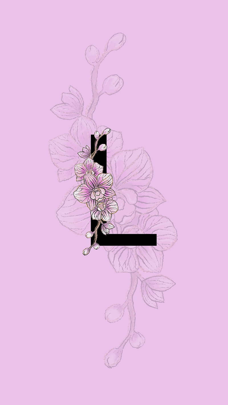 800x1430 Download Letter L With Flower On Pink Wallpaper, Phone